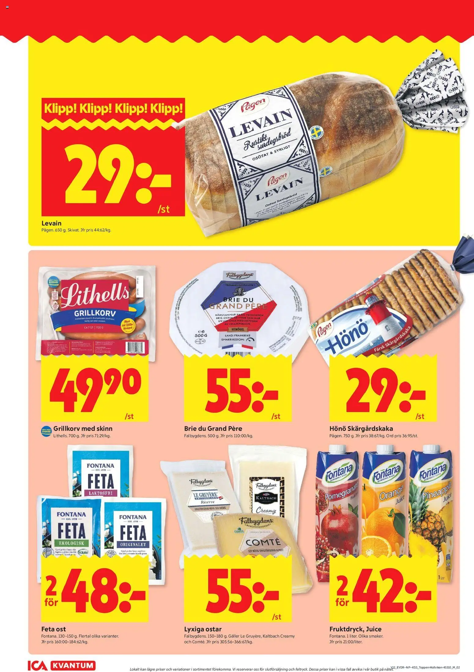 ICA Kvantum reklamblad aktuell från 16.03.2026 | Sida: 6 | Produkter: Galler, Levain, Ost, Juice
