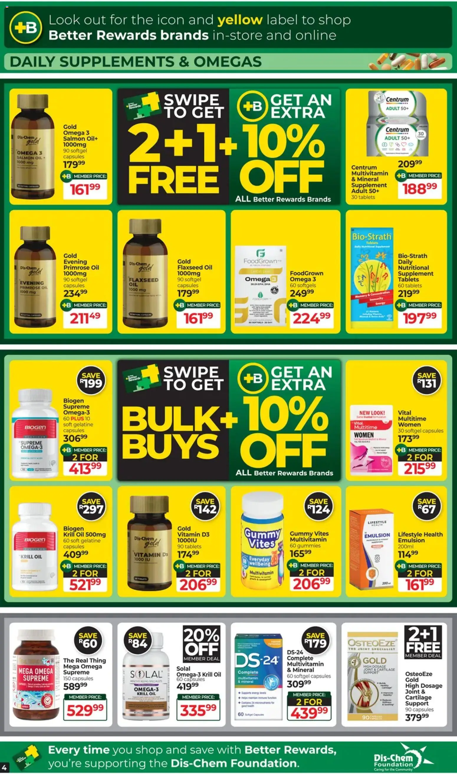 New Dis-Chem catalogue – valid from 17.03.2026 | Page: 4 | Products: Oil, Foundation, Supplements