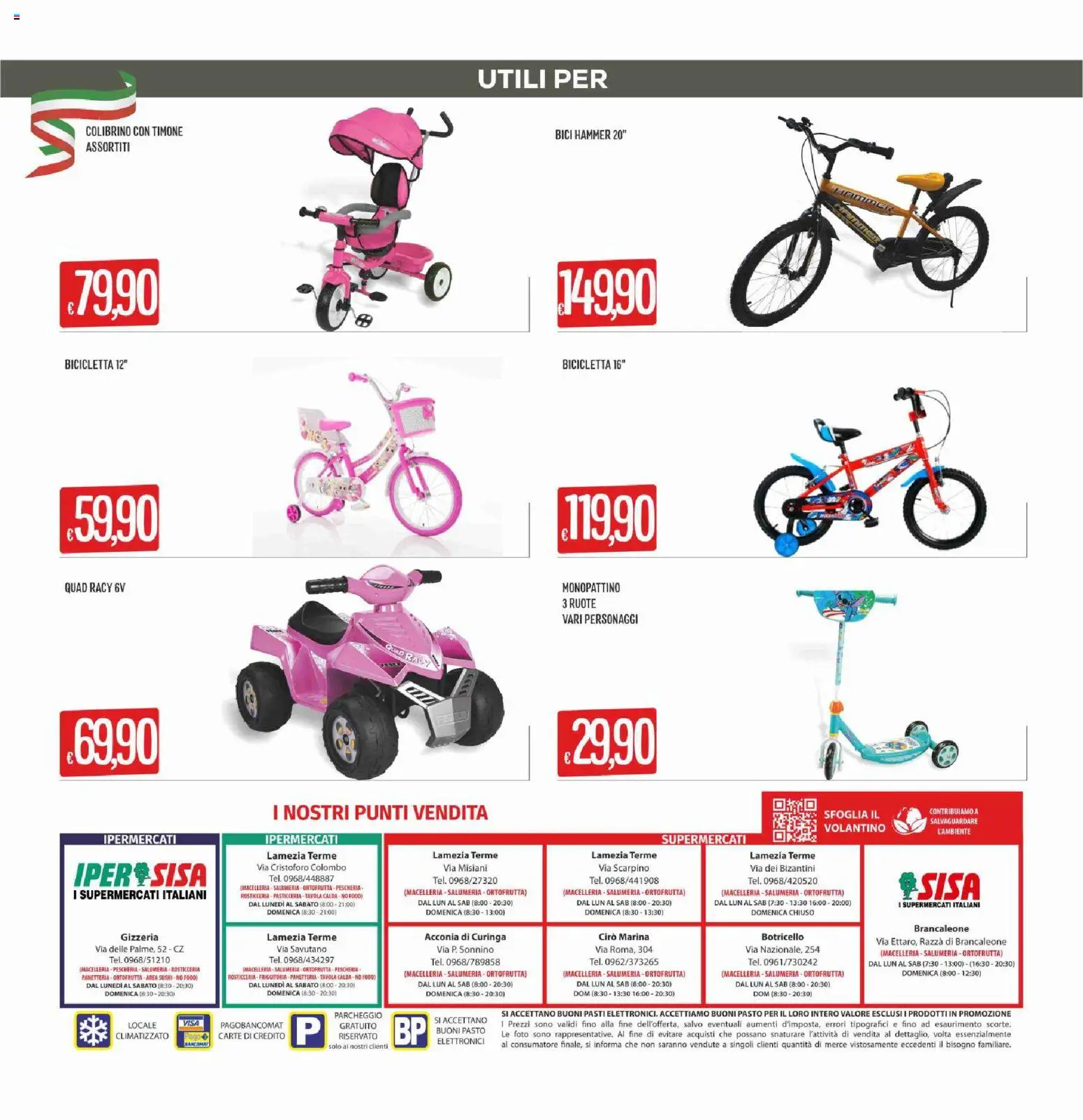 Volantino SISA del 16.04.2026 | Pagina: 20 | Prodotti: Bicicletta, Monopattino, Sushi