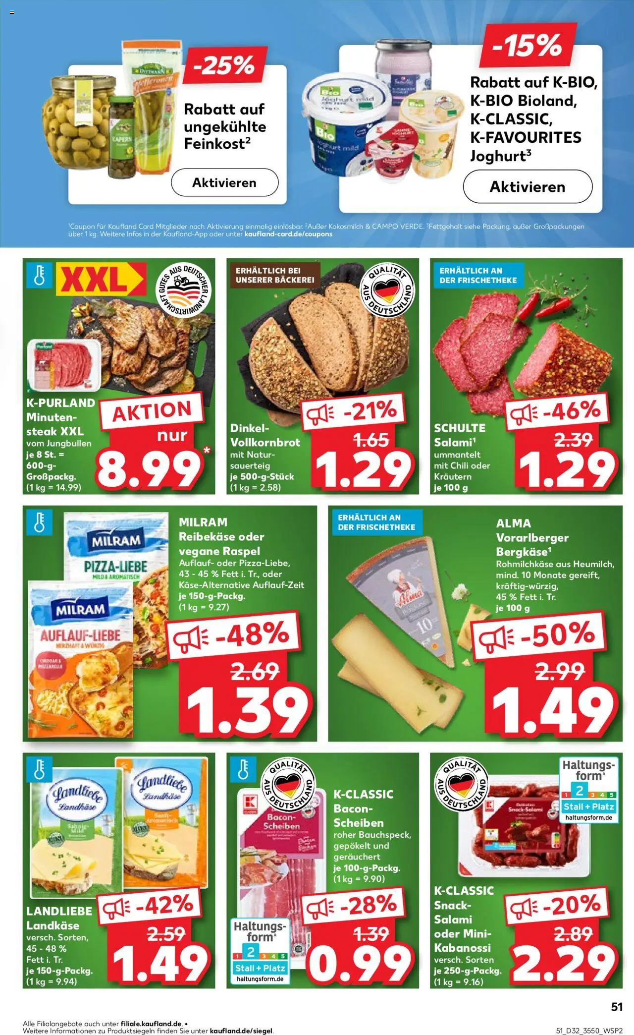 Kaufland prospekt Berlin	 - gültig ab dem 07.08.2025 | Seite: 51 | Produkte: Vollkornbrot, Milram, Salami, Reibekase