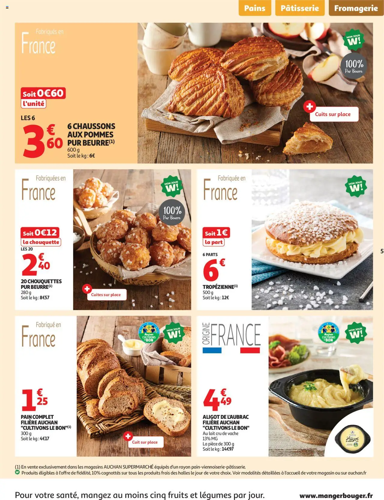  | Page: 5 | Produits: Aligot, Lait, Pain, Pommes