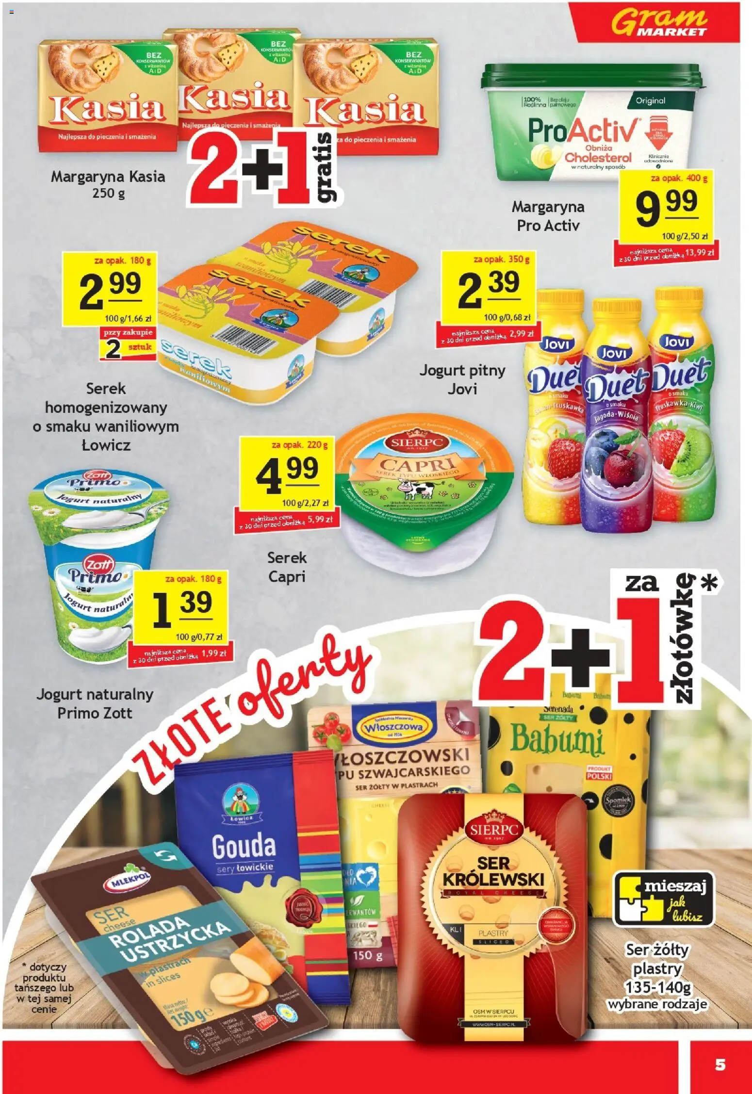 Gram Market Gazetka od 14.01.2026 | Strona: 5 | Produkty: Ser żółty, Margaryna, Ser, Kiwi