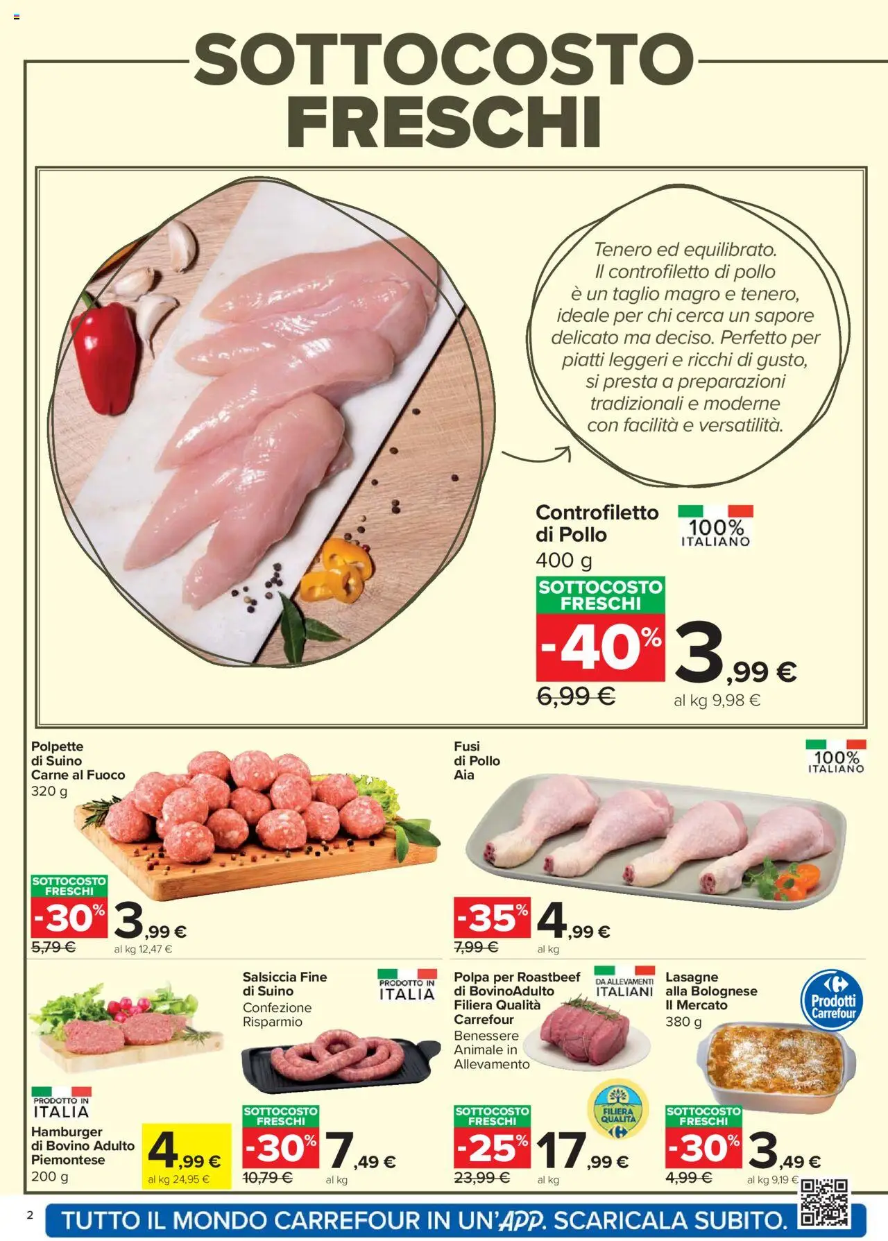 Volantino Carrefour del 20.10.2025 | Pagina: 2 | Prodotti: Pollo, Suino, Salsiccia, Polpette