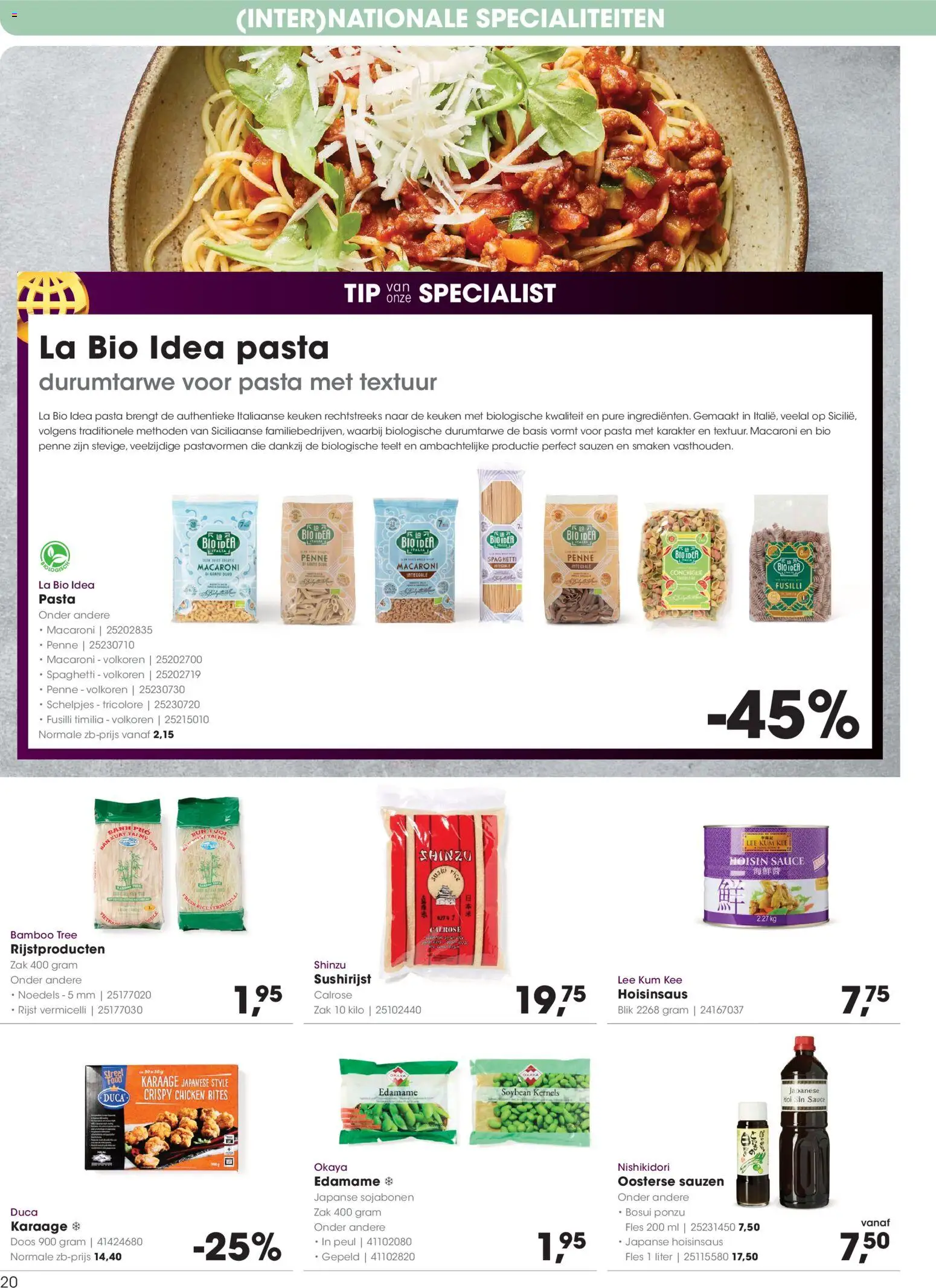 {H1} | Pagina: 20 | Producten: Noedels, Pasta, Fles, La