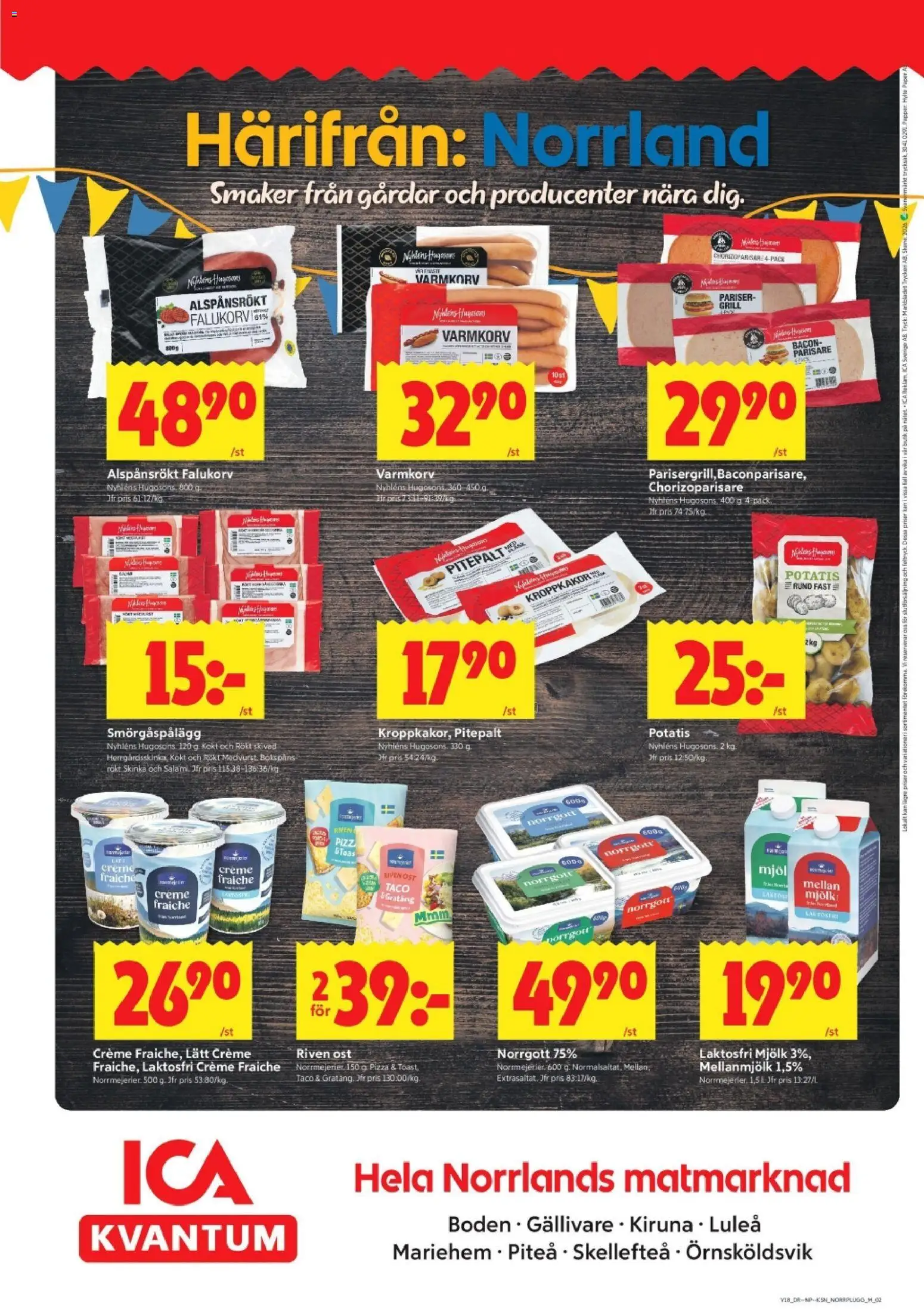 ICA Kvantum reklamblad aktuell från 27.04.2026 | Sida: 10 | Produkter: Varmkorv, Falukorv, Riven ost, Pizza