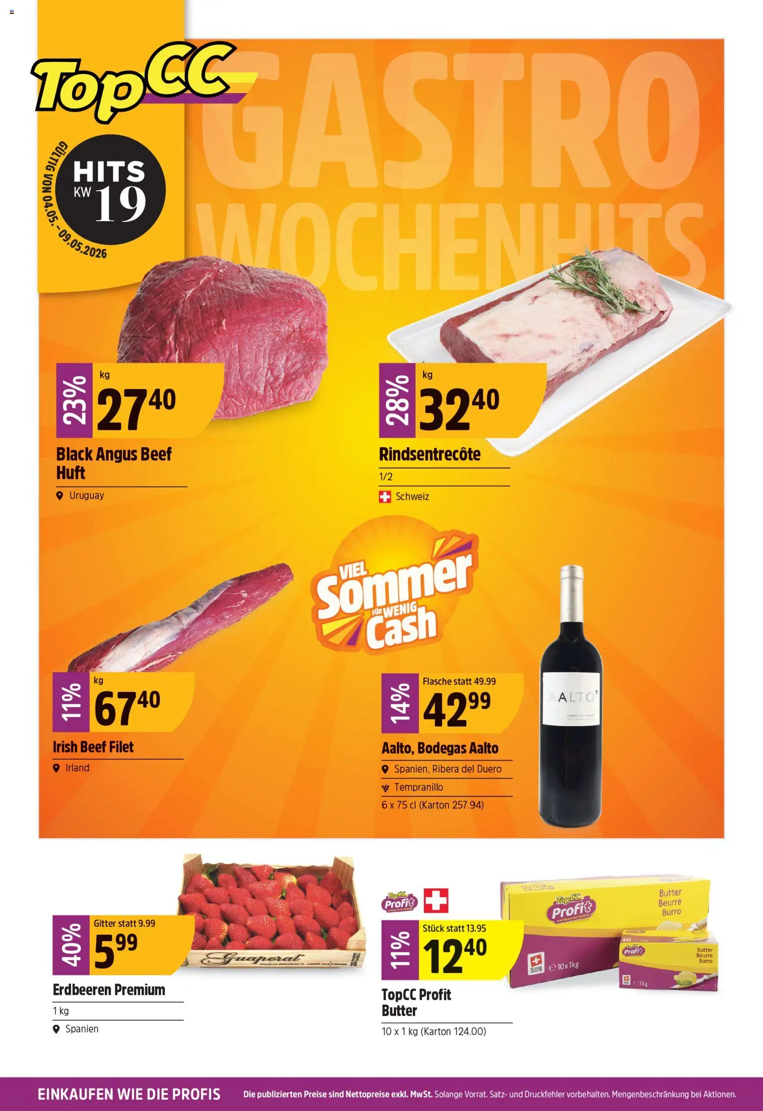 TopCC aktionen – gültig ab 04.05.2026 | Seite: 1 | Produkte: Gitter, Butter, Erdbeeren, Top