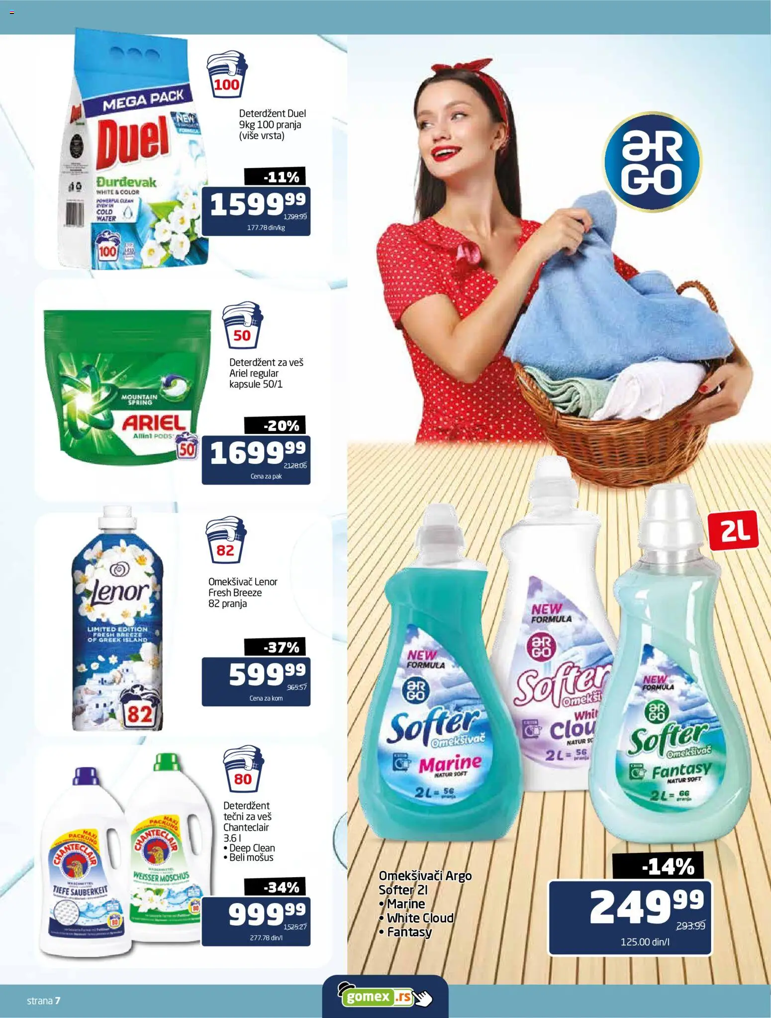 Gomex katalog - važi od 27.04.2026 | Strana: 7 | Proizvode: Deterdžent, Ariel, Lenor, Kapsule