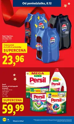 Pogląd oferty "Pepsi, Pepsi Zero lub Pepsi Twist, Czterosztuk, 4 x 2 L" - ważna od 08.12.2025 | Strona: 16 | Produkty: Persil, Pepsi, Kapsułki do prania, Detergent