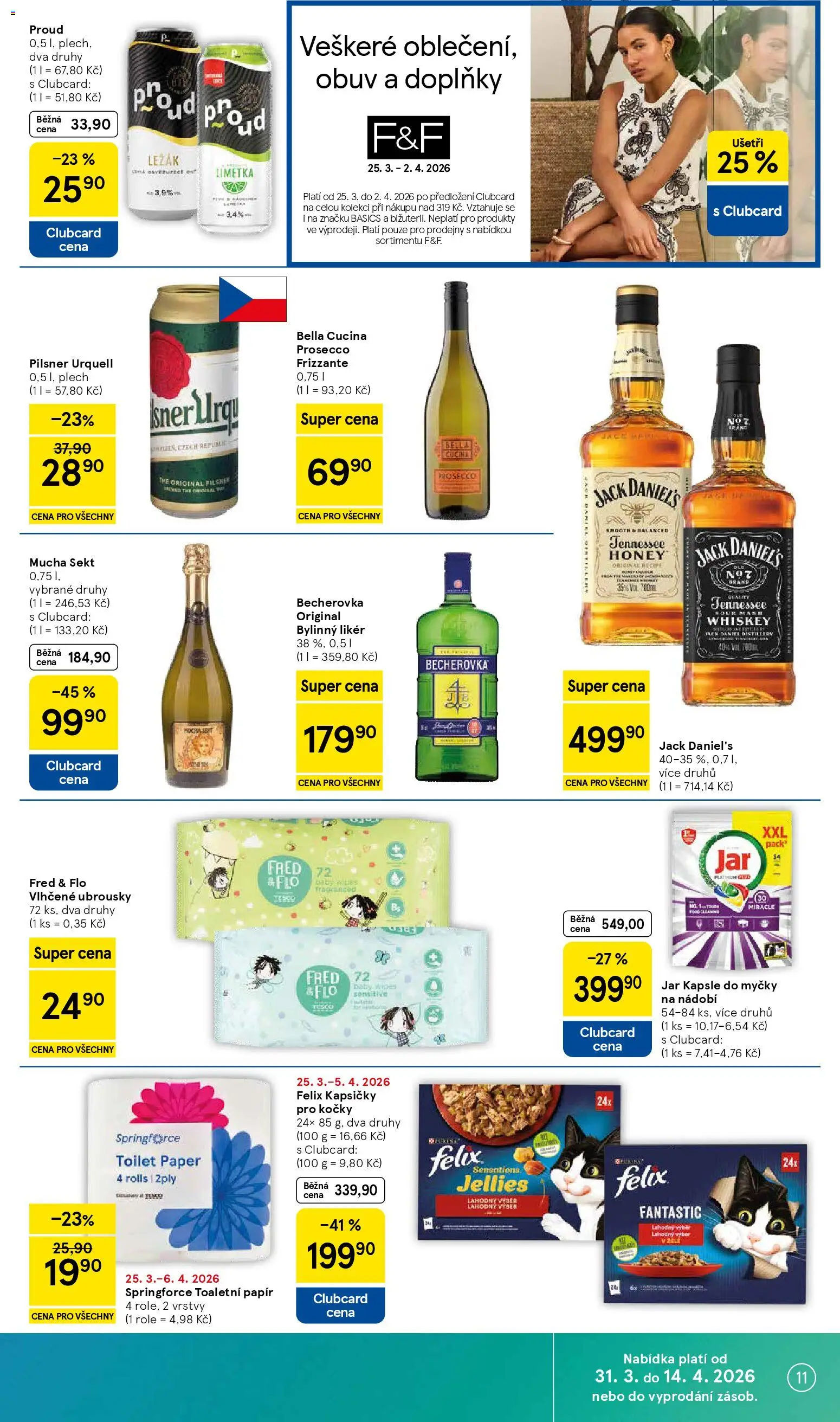 Tesco leták - Hypermarket od 31.03.2026 | Strana: 11 | Produkty: Felix, Whiskey, Prosecco, Sekt