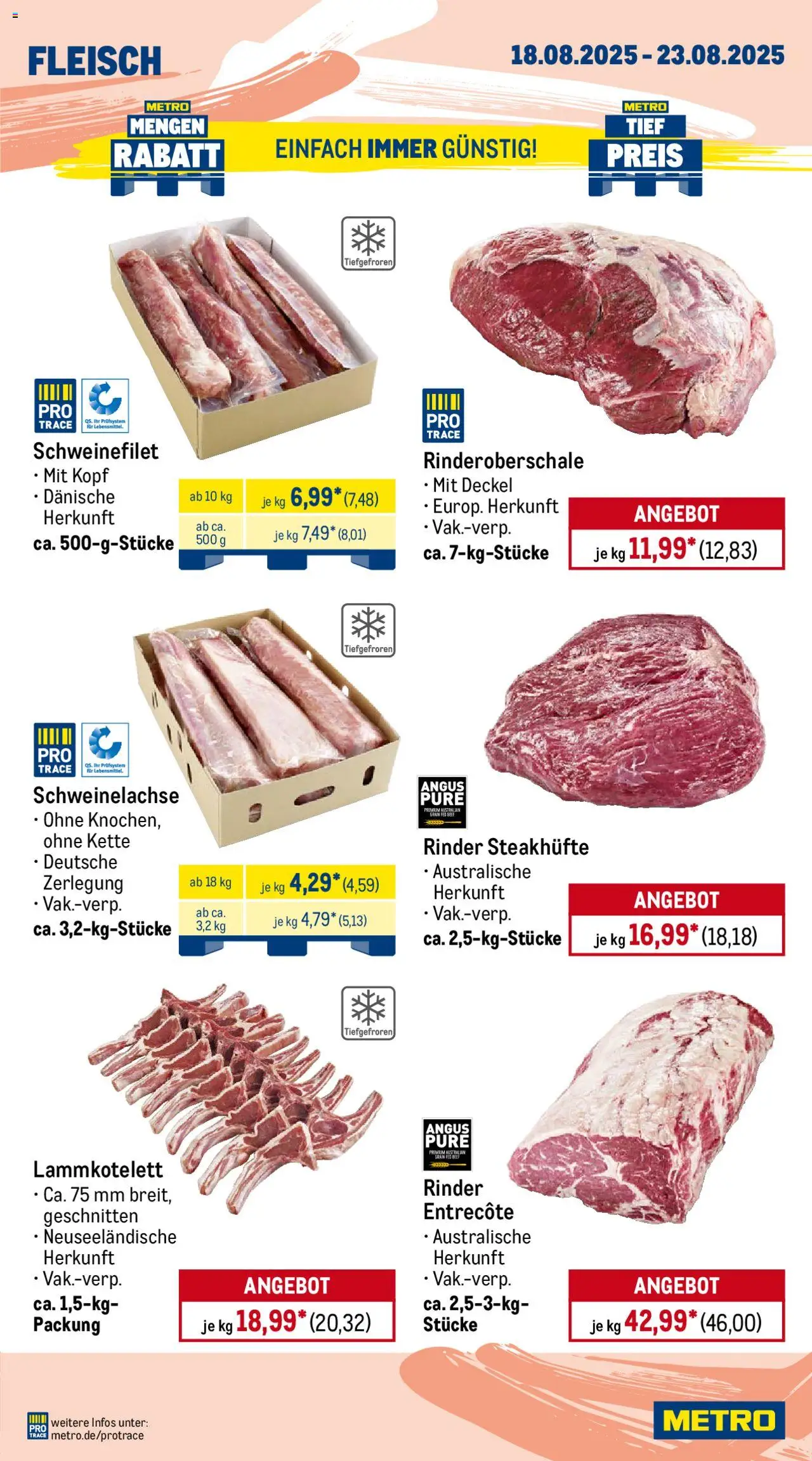 Metro Wochen-Angebote Gastro - gültig ab dem 18.08.2025 | Seite: 3 | Produkte: Entrecote, Schweinefilet, Fleisch