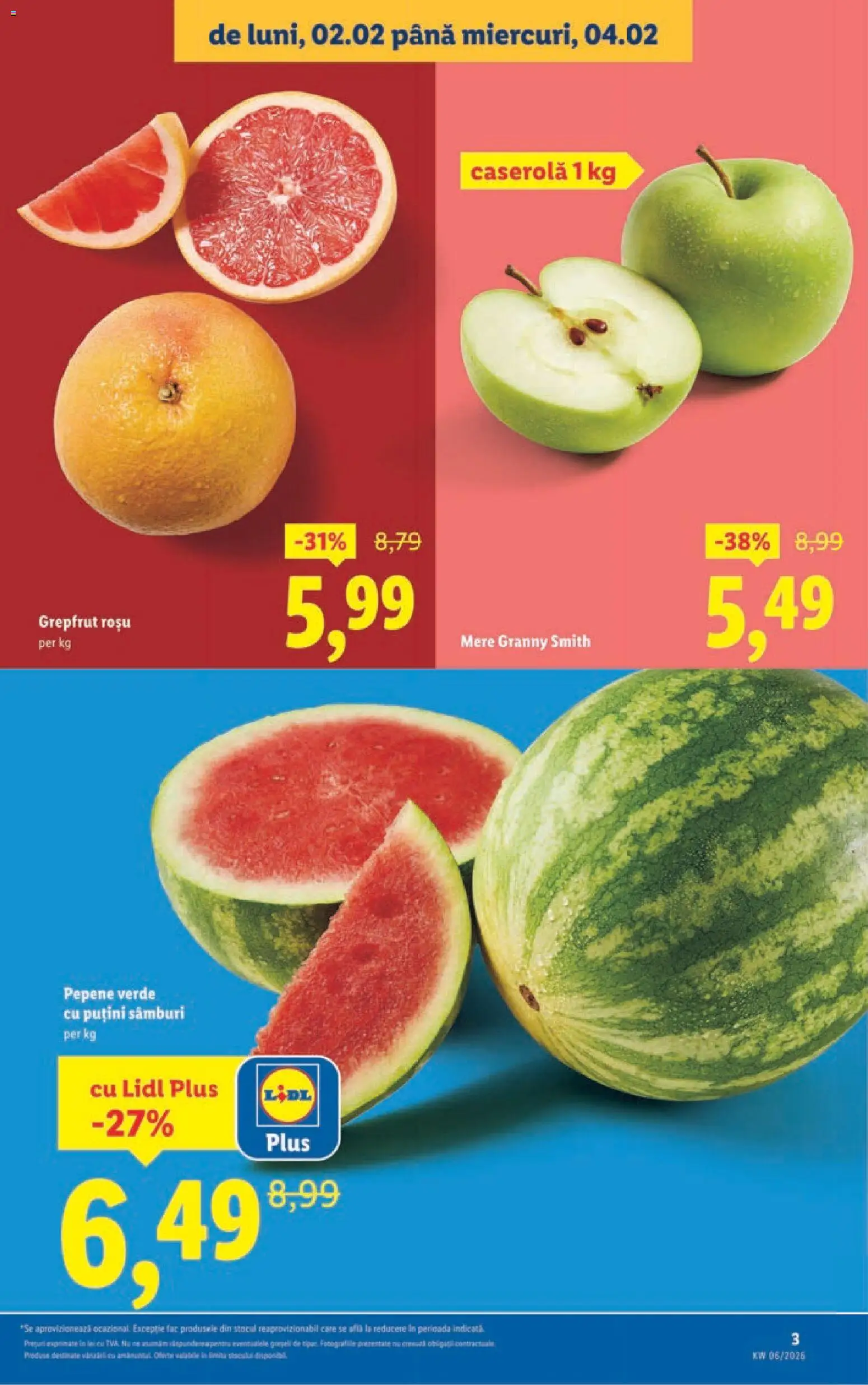 Noul catalog Lidl – valabil de la 02.02.2026 | Pagină: 3 | Produse: Pepene Verde, Mere, Grepfrut