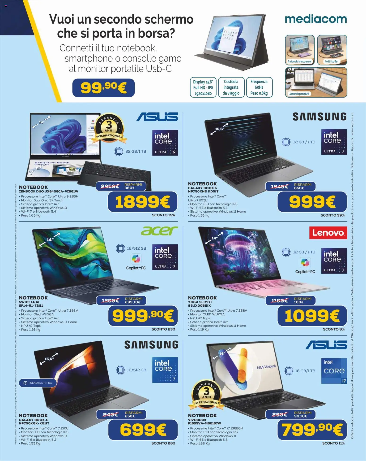 Volantino Euronics del 23.04.2026 | Pagina: 15 | Prodotti: Monitor, Smartphone, Computer, Borsa