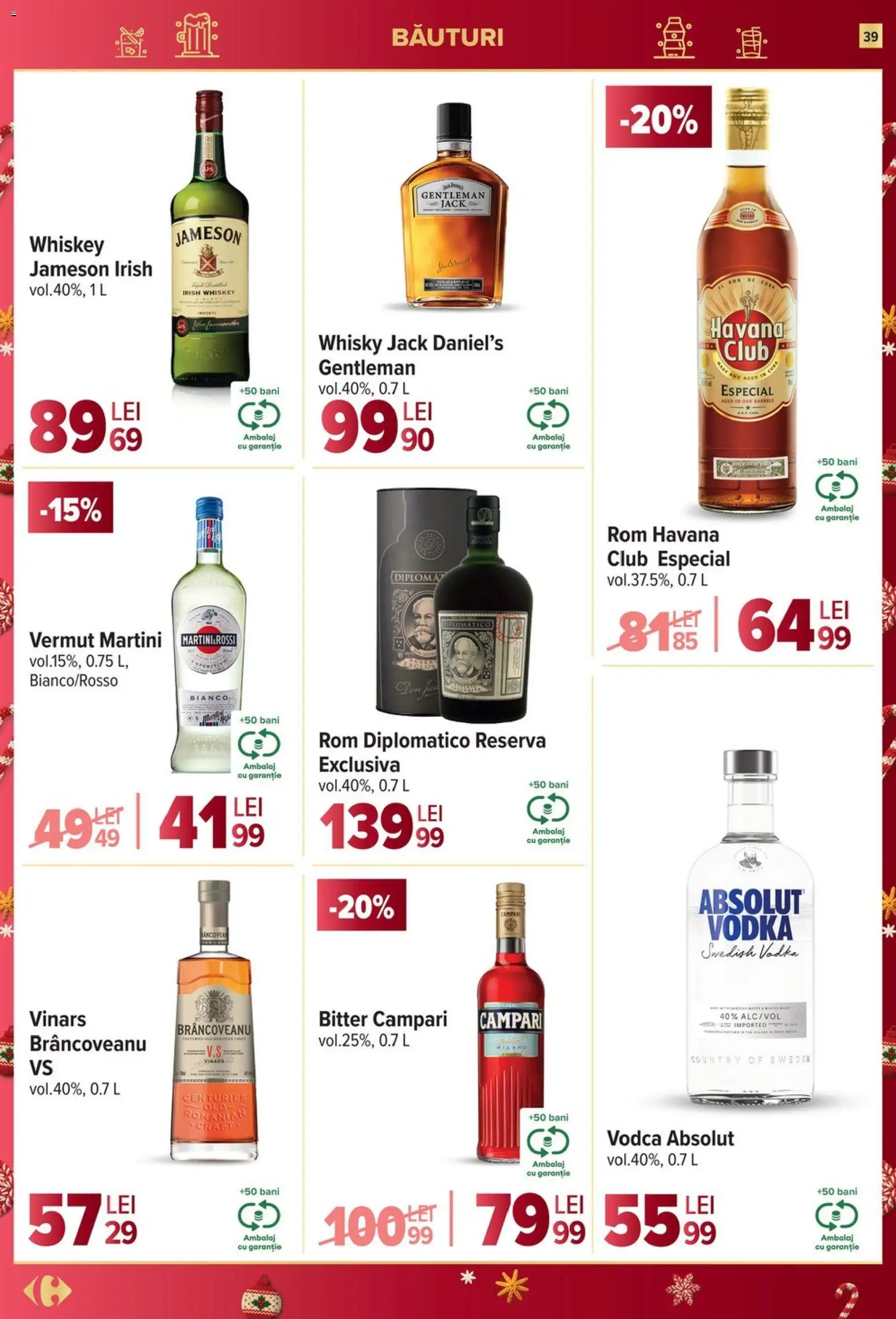 Noul catalog Carrefour – valabil de la 27.12.2025 | Pagină: 39 | Produse: Yulaf, Klementiinit, Vodka, Whiskey