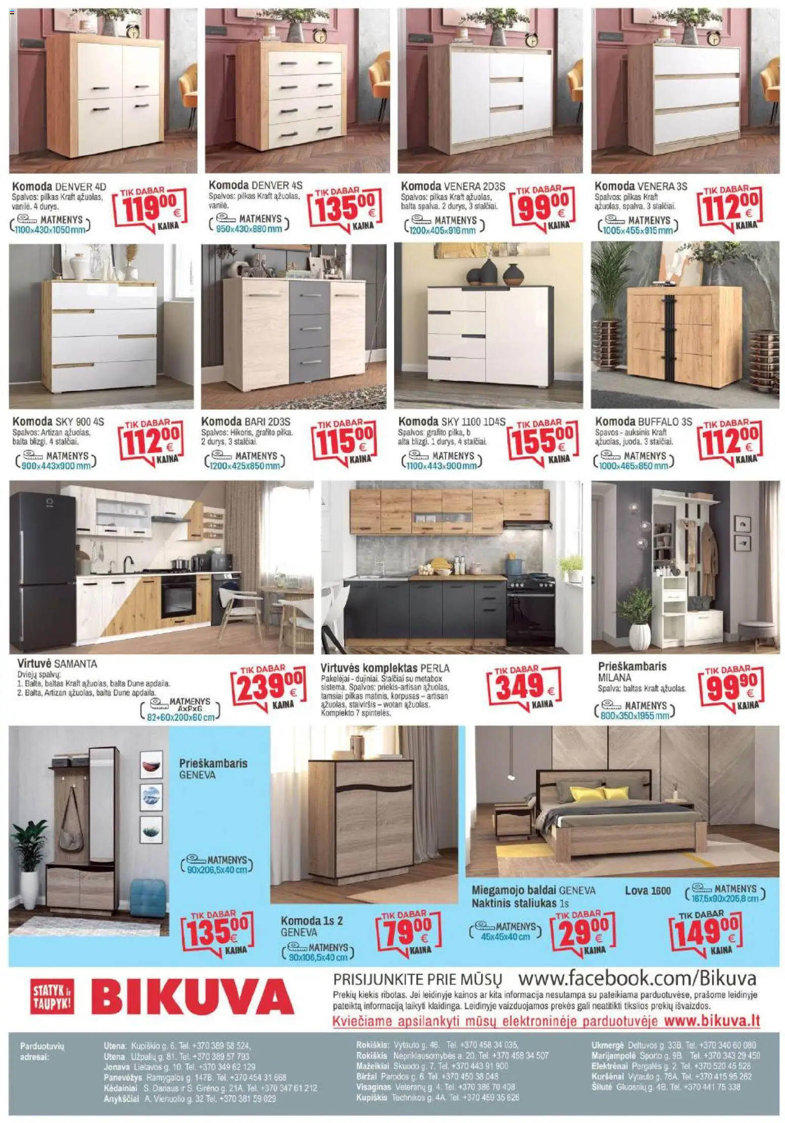 BIKUVA akcijos nuo 25.11.2025 | Puslapis: 16 | Prekių: Lova, Komoda, Naktinis staliukas, Stalviršis