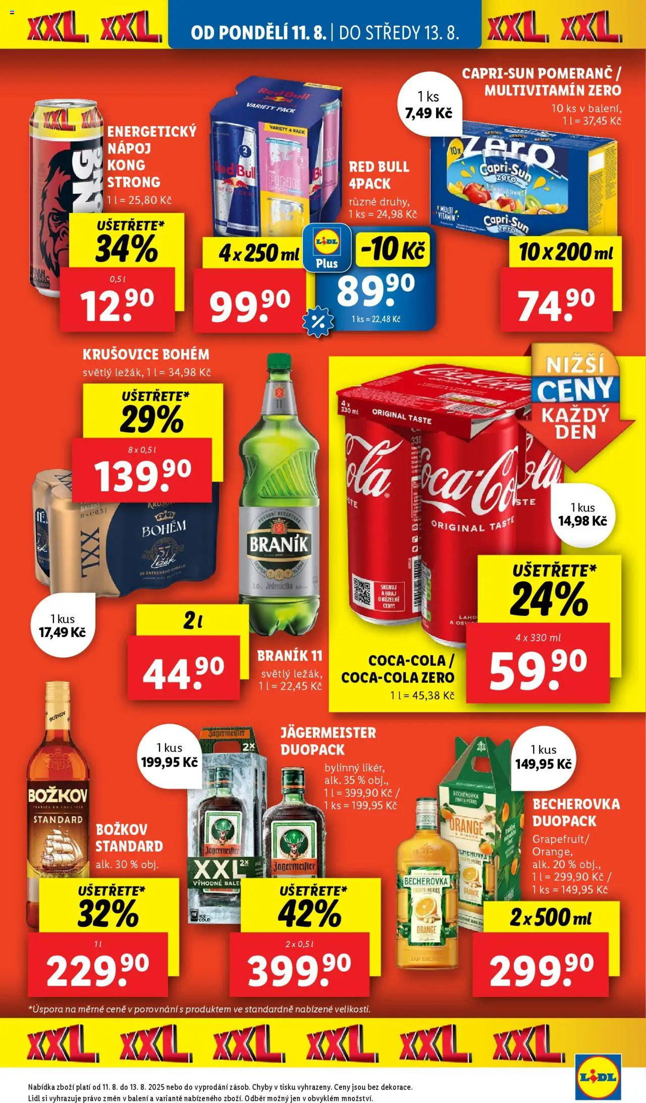 Lidl leták od 11.08.2025 | Strana: 17 | Produkty: Jägermeister, Braník, Becherovka, Braník 11