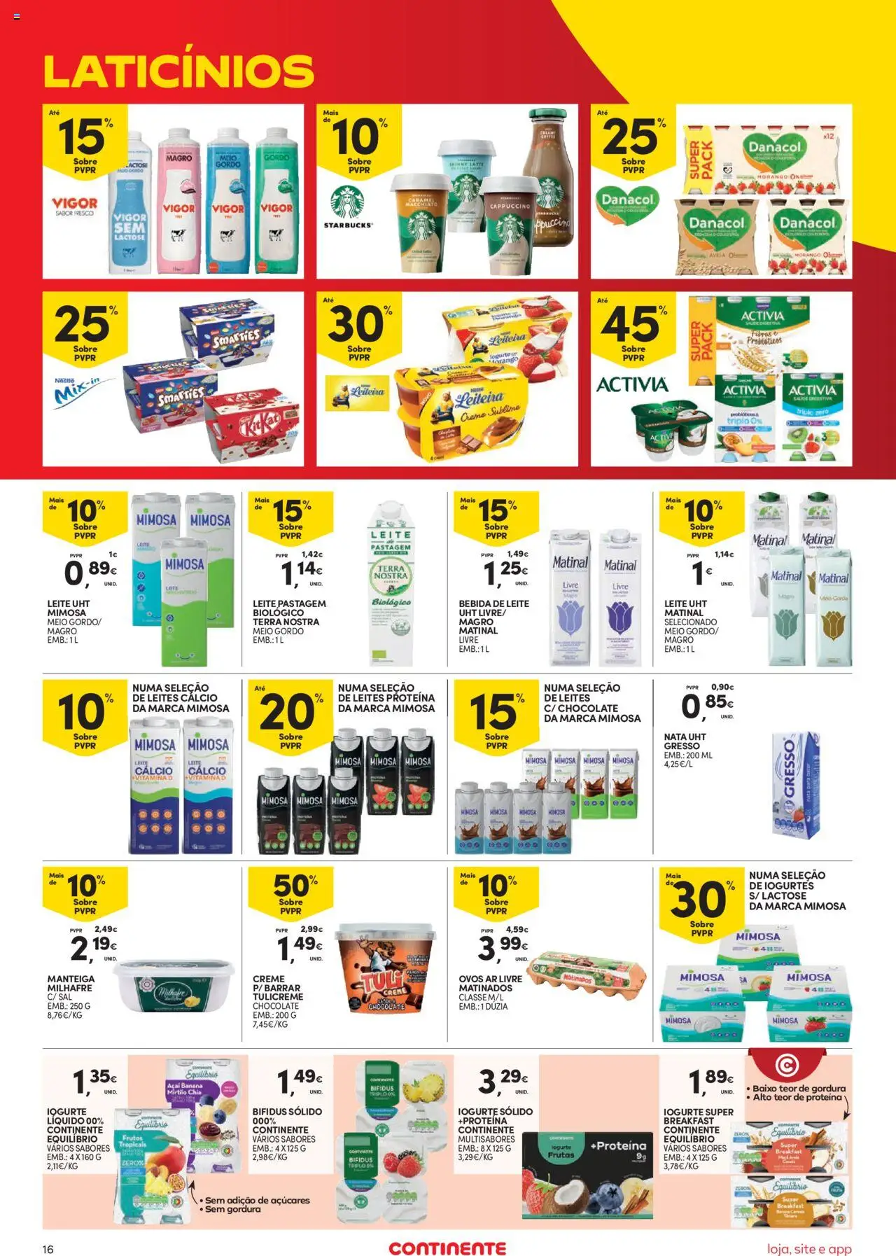 Continente Semanal Continente Bom Dia │ válido de 14.10.2025 | Página: 16 | Produtos: Iogurtes, Cálcio, Sal, Creme