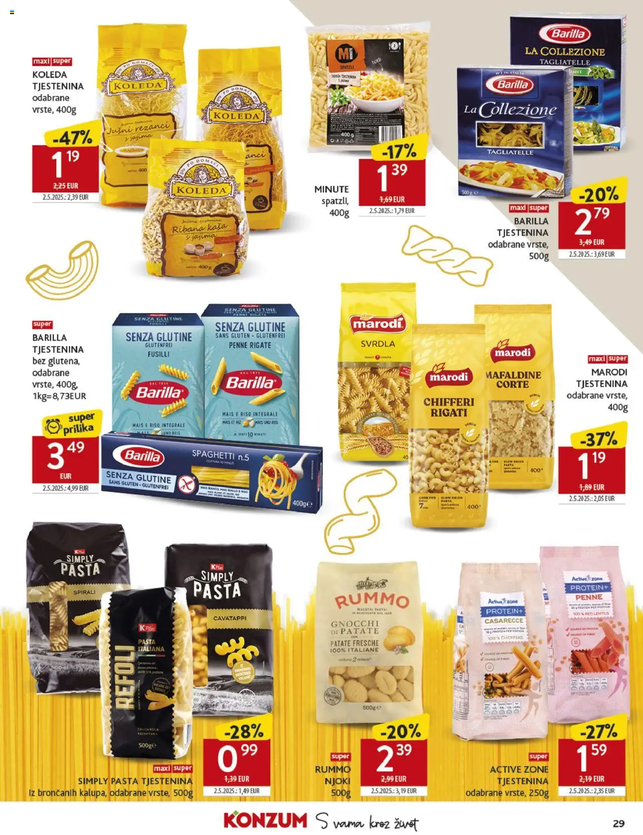 Konzum katalog | vrijedi od 22.10.2025 | Stranica: 29 | Proizvodi: Rezanci, Njoki, Pasta, Barilla