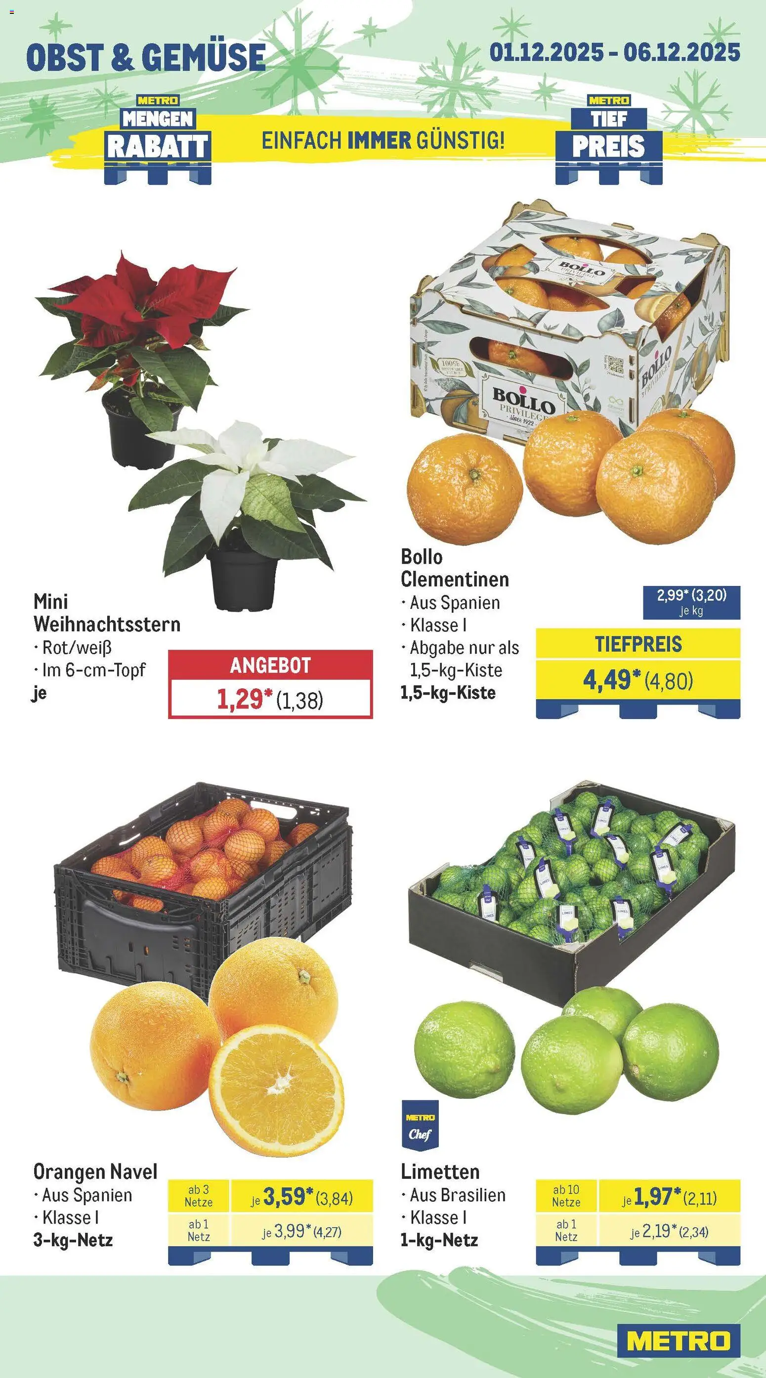 Metro Prospekt 	 – gültig ab 01.12.2025 | Seite: 7 | Produkte: Limetten, Orangen, Gemüse, Obst