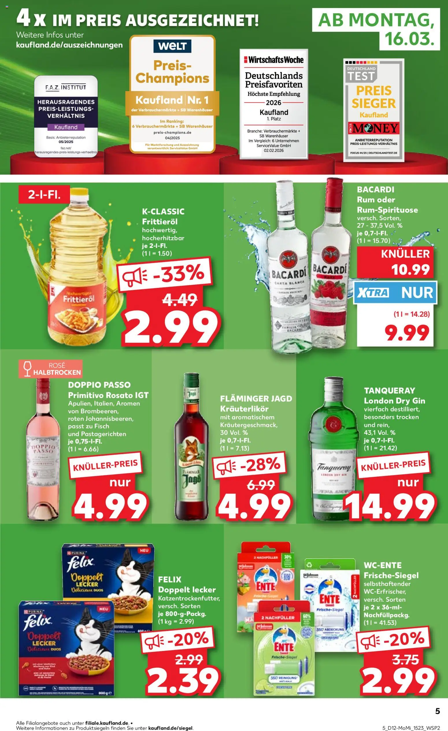 Kaufland Prospekt Zeitz	 – gültig ab 16.03.2026 | Seite: 5 | Produkte: Bacardi, Rum, Doppio passo primitivo, Fisch