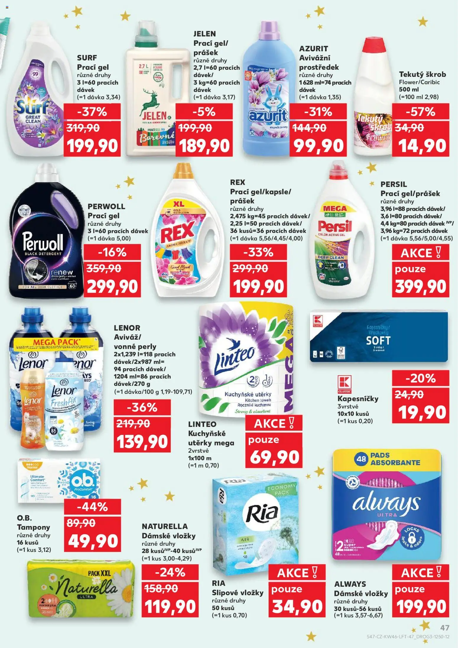 Kaufland leták - Liberec od 12.11.2025 | Strana: 47 | Produkty: Prací gel, Dámské vložky Always, Persil, Tampony