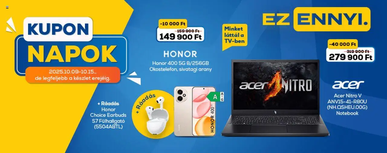 Euronics akciós ujság - amely érvényes a következő dátumtól: 09.10.2025 | Oldal: 4 | Termékek: Fülhallgató