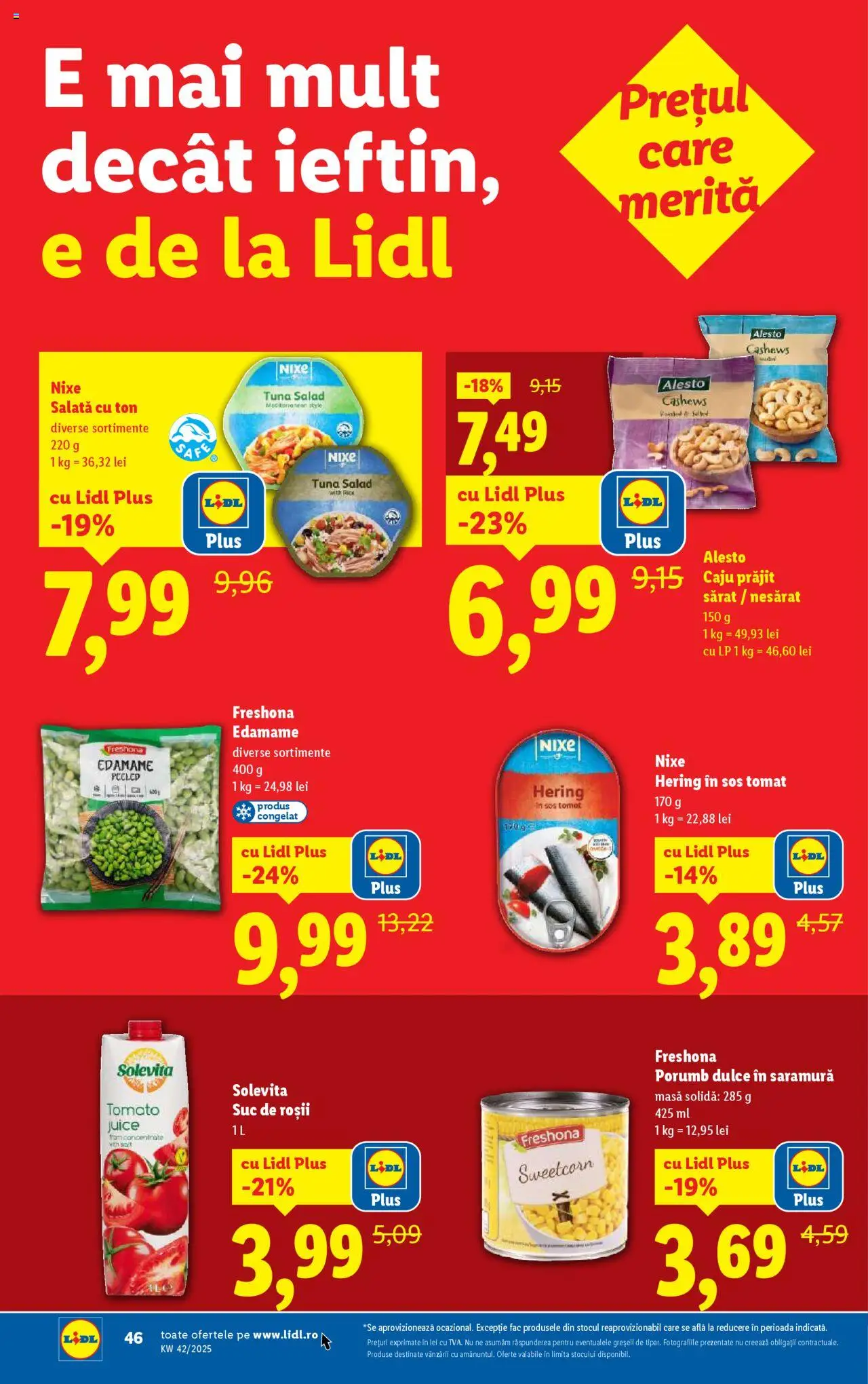 Noul catalog Lidl – valabil de la 13.10.2025 | Pagină: 46 | Produse: Delgeç, Suc, Caju, Porumb