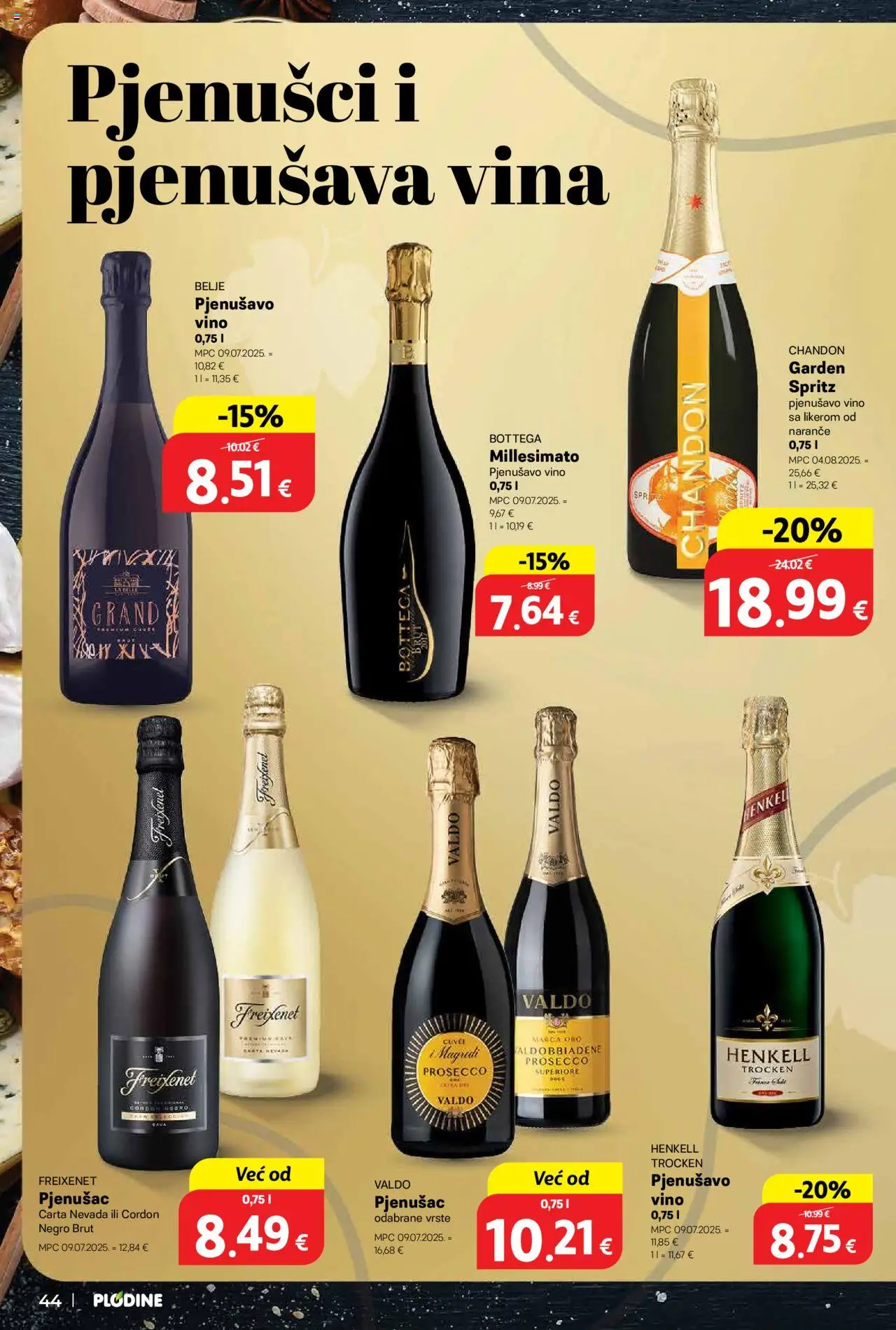 Plodine katalog | vrijedi od 01.10.2025 | Stranica: 44 | Proizvodi: Prosecco, Vino, Naranče