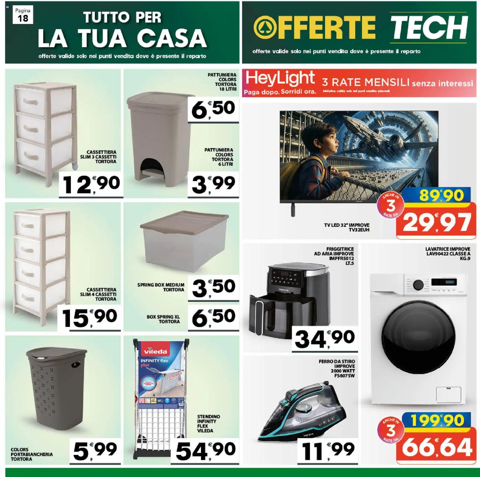 Volantino Eurospar del 17.04.2026 | Pagina: 18 | Prodotti: Stendino, Ferro da stiro, Cassettiera, Portabiancheria