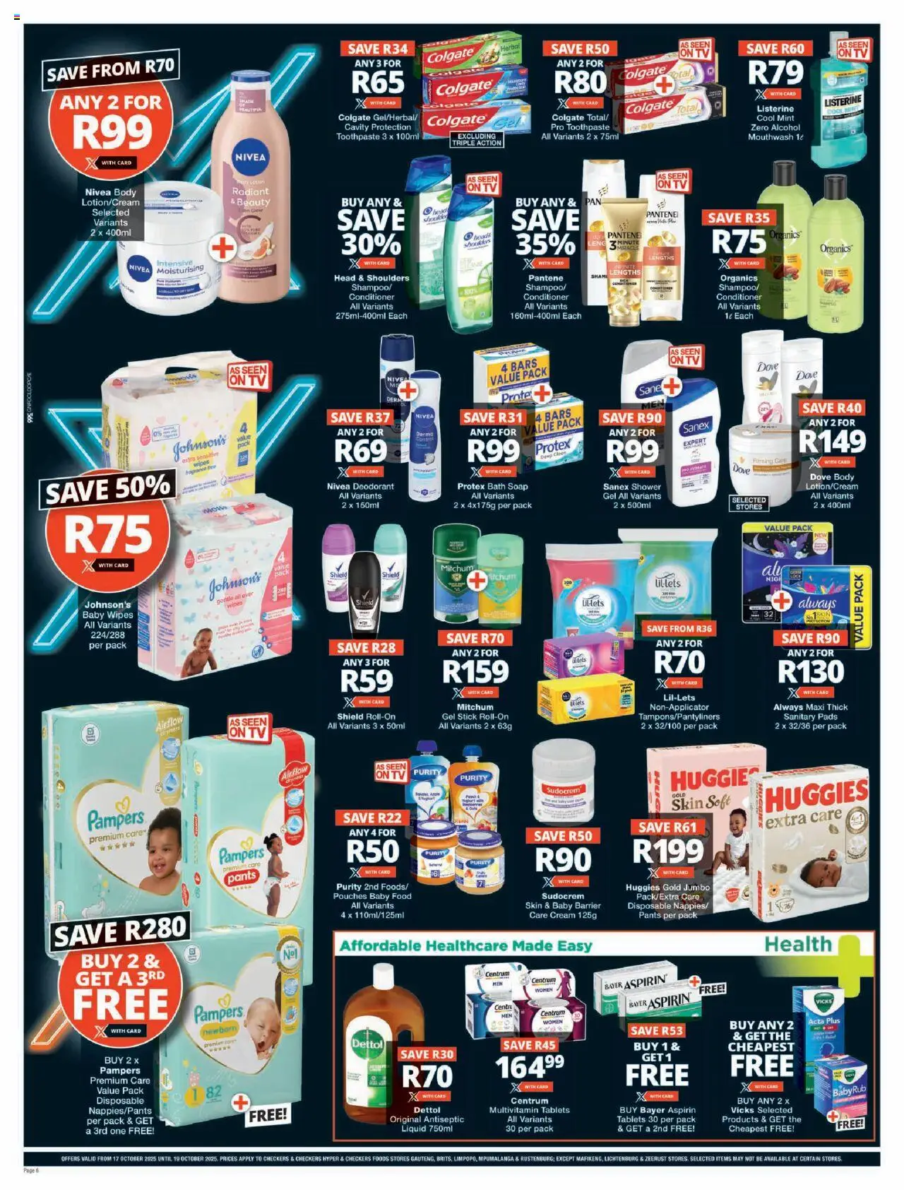 New Checkers catalogue – valid from 17.10.2025 | Page: 6 | Products: Bath, Shower, Fragrance, Peach