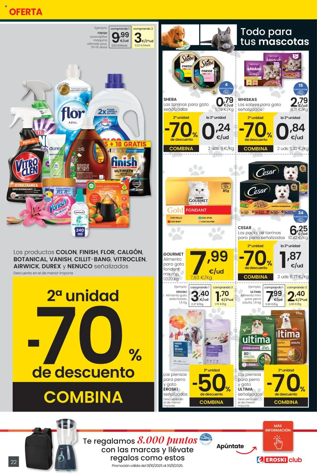 Eroski - Precio más bajo Center │ válido desde el 16.10.2025 | Página: 22 | Productos: Paté, Té, Ropa, Lavavajillas