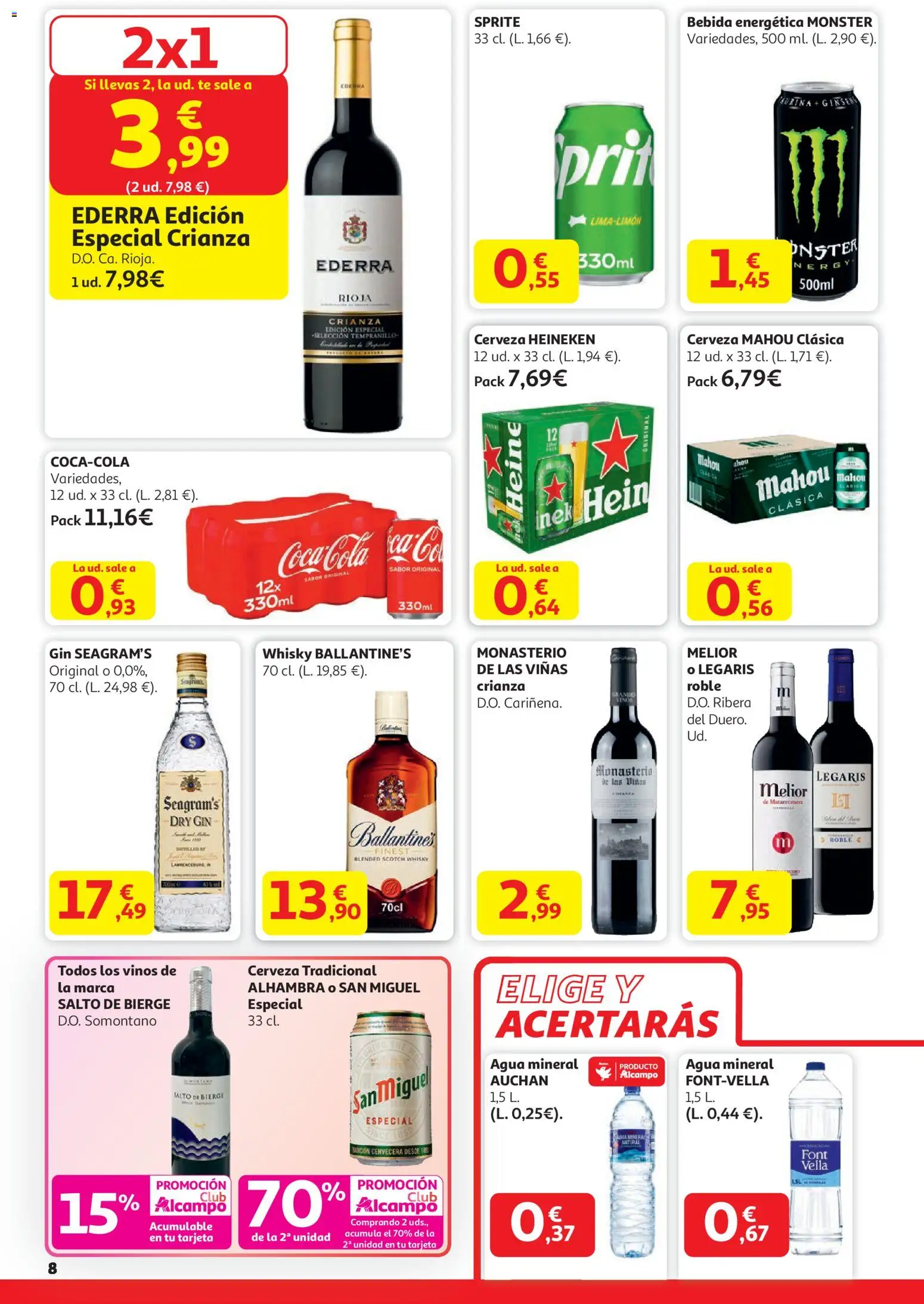Alcampo - Superstore  │ válido desde el 15.01.2026 | Página: 8 | Productos: Cerveza, Té, Πρίζες, Σπανάκι