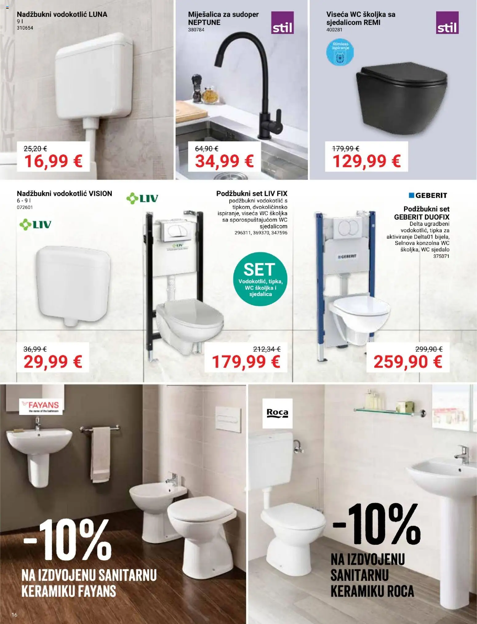 Pevex katalog | vrijedi od 05.03.2026 | Stranica: 16 | Proizvodi: Vodokotlić, Wc školjka, Wc sjedalo