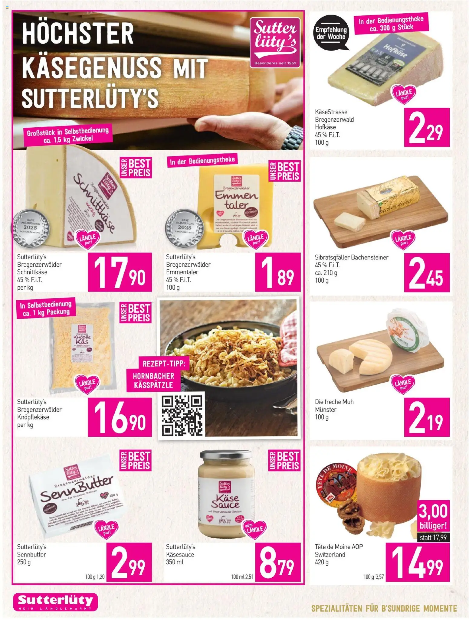 Sutterlüty Flugblatt gültig ab 27.11.2025 | Seite: 10 | Produkte: Käse