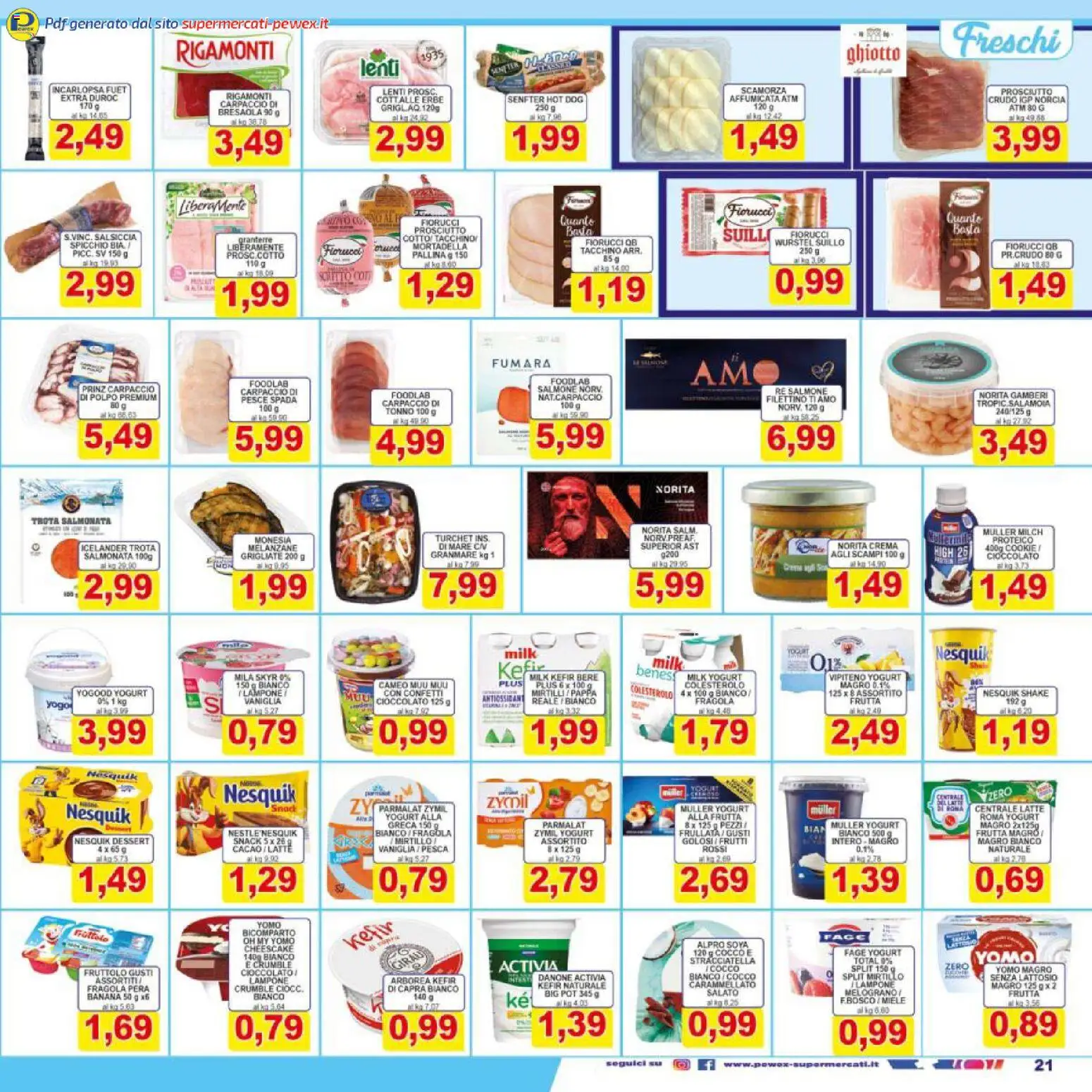 Volantino Pewex del 27.03.2026 | Pagina: 21 | Prodotti: Bresaola, Frutta, Melanzane, Miele
