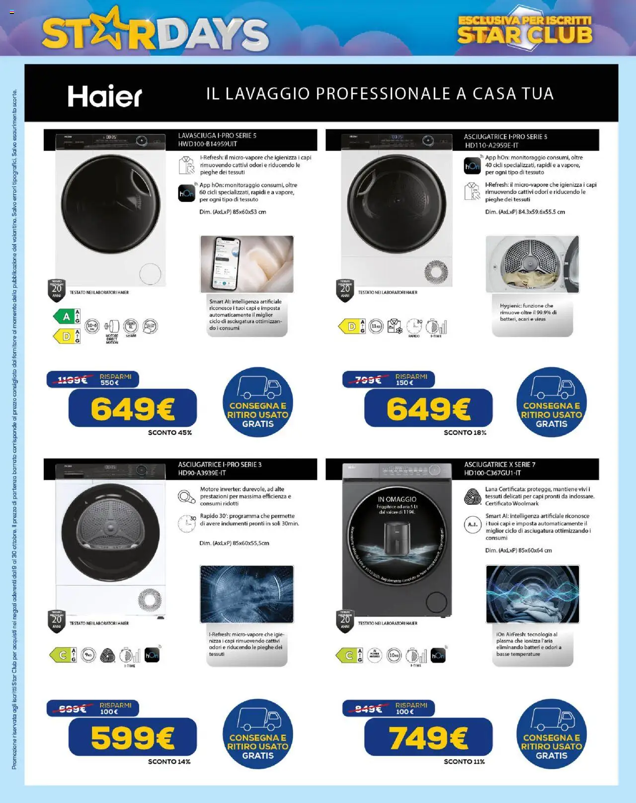 Volantino Euronics del 09.10.2025 | Pagina: 18 | Prodotti: Friggitrice ad aria, Lavasciuga, Asciugatrice, Friggitrice