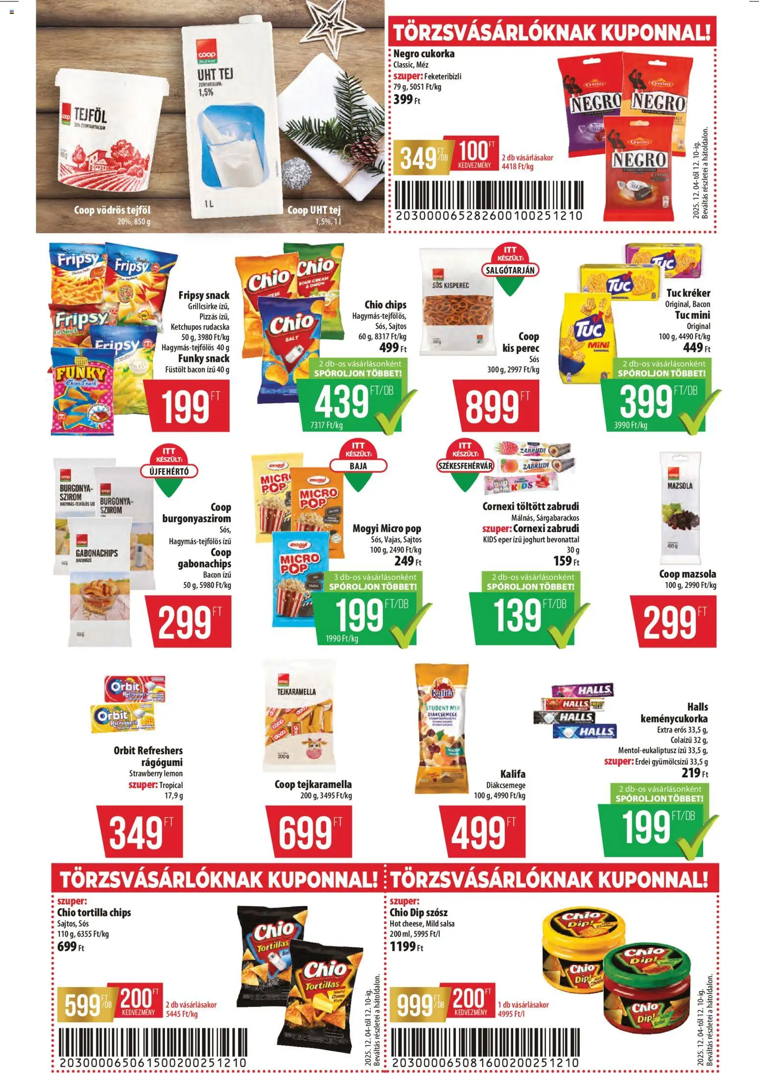 COOP akciós ujság - amely érvényes a következő dátumtól: 04.12.2025 | Oldal: 9 | Termékek: Kisperec, Tortilla, Méz, Tejkaramella