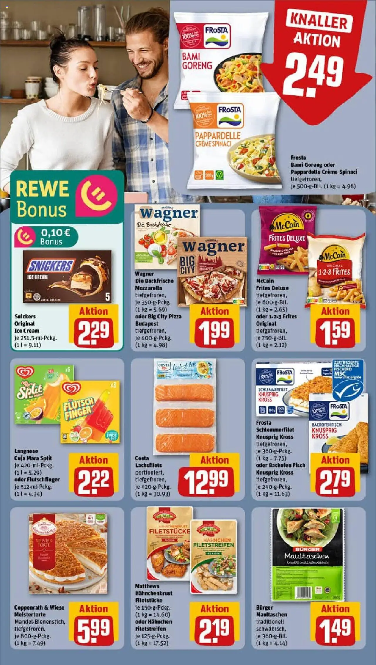 Rewe prospekt Saarbrücken / Klarenthal	 - gültig ab dem 20.07.2025 | Seite: 14 | Produkte: Snickers, Fisch, Backofen, Hahnchenbrust