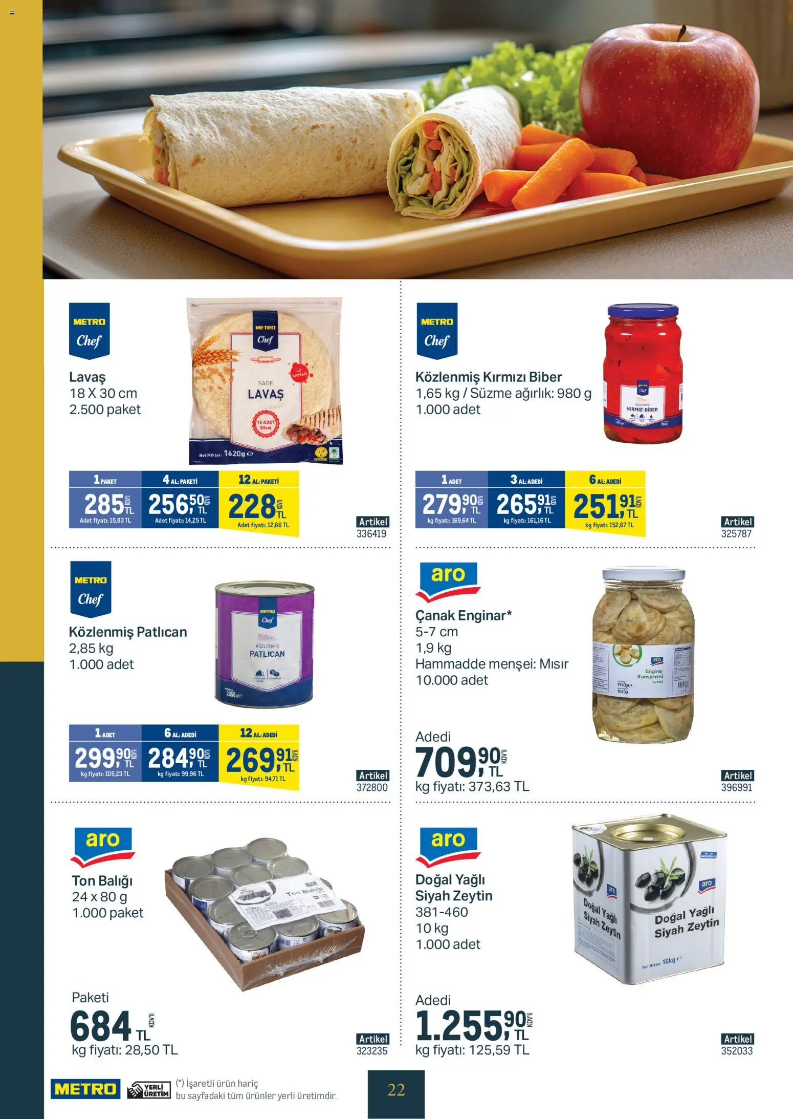 Metro - Kurum ve İşletme Mutfakları - 25.02.2026 tarihinden itibaren geçerlidir | Sayfa: 22 | Ürünler: Biber, Patlıcan, Zeytin, Ağırlık