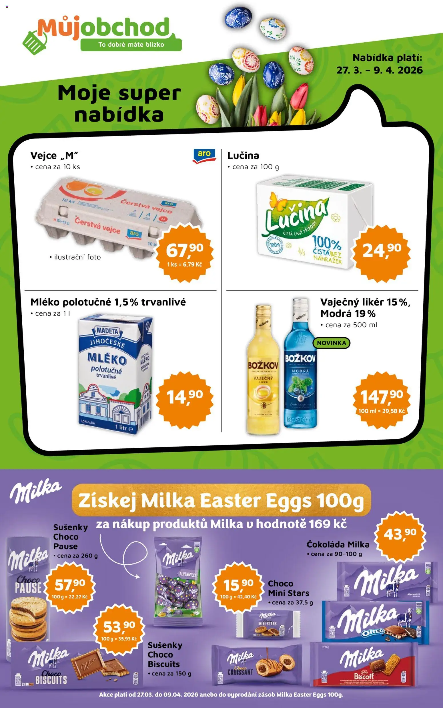 Můj obchod leták od 27.03.2026 | Strana: 1 | Produkty: Mléko polotučné, Polotučné mléko, Oreo, Sušenky