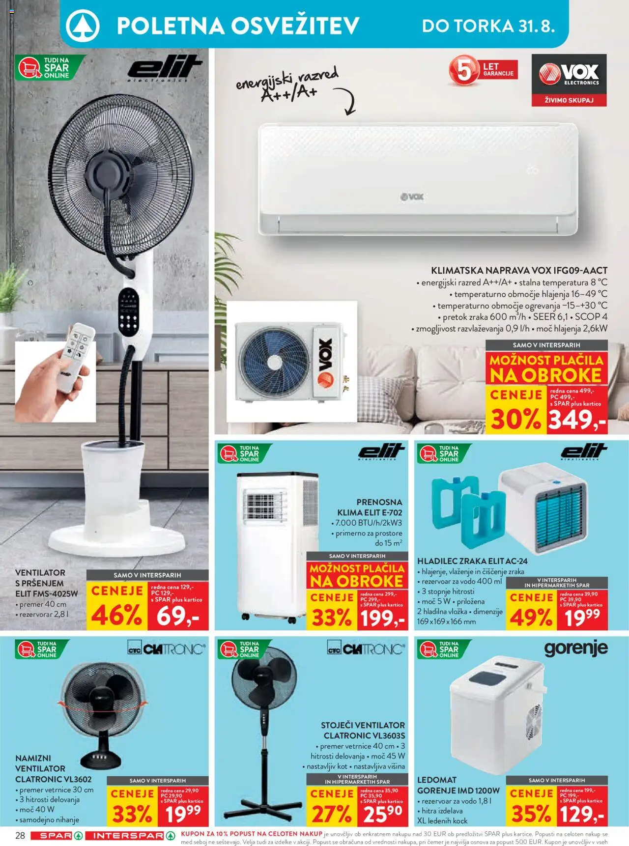 Spar katalog 26/25 │ velja od 26.06.2025 | Stran: 33 | Izdelki: Stoječi ventilator, Klima, Ventilator, Prenosna klima