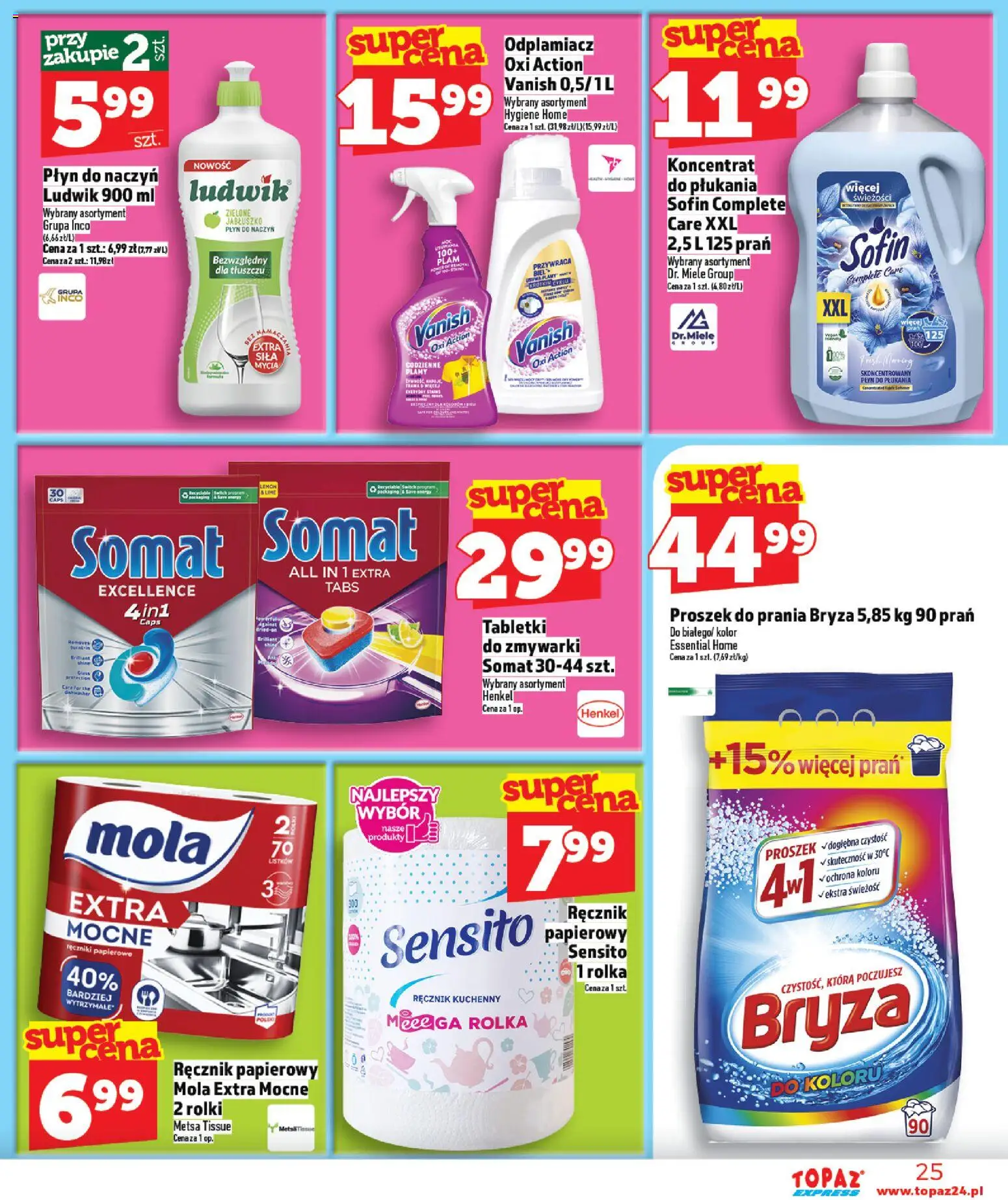 Topaz Gazetka - Express od 15.01.2026 | Strona: 25 | Produkty: Rolki, Ręczniki papierowe, Odplamiacz, Tabletki do zmywarki