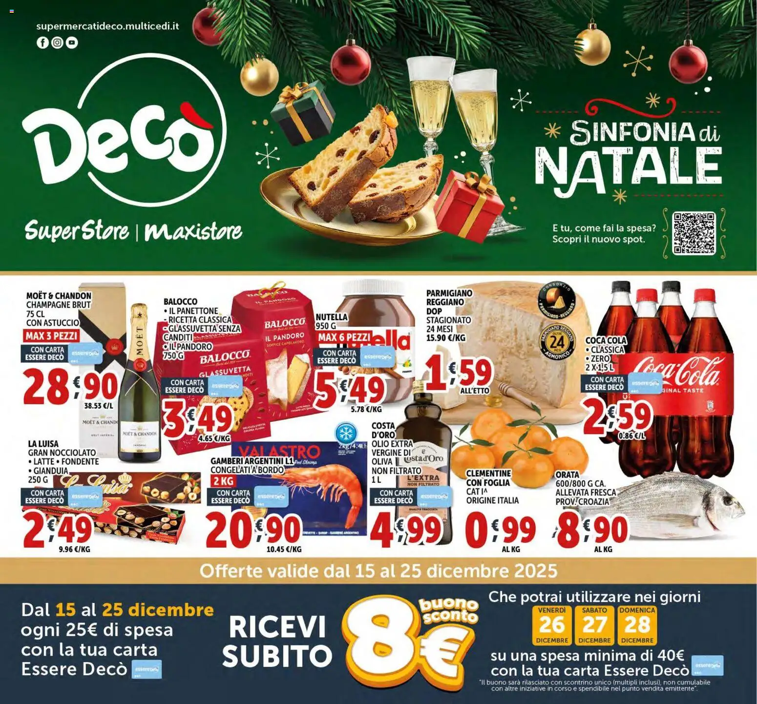 Volantino Decò del 15.12.2025 | Pagina: 1 | Prodotti: Orata, Panettone, Astuccio, Parmigiano