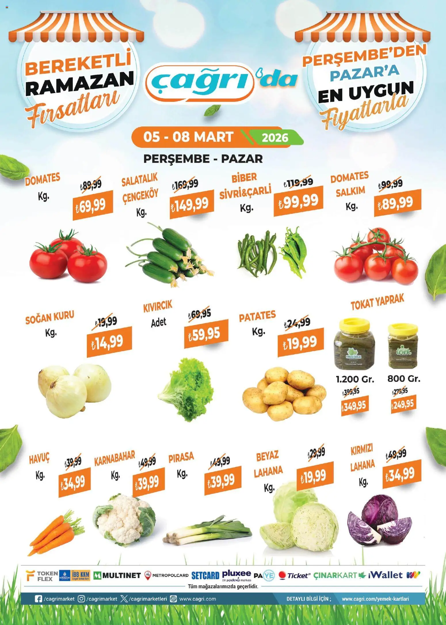 Çağrı Market - Manav Katalog - 05.03.2026 tarihinden itibaren geçerlidir | Sayfa: 2 | Ürünler: Domates, Havuç, Soğan, Lahana