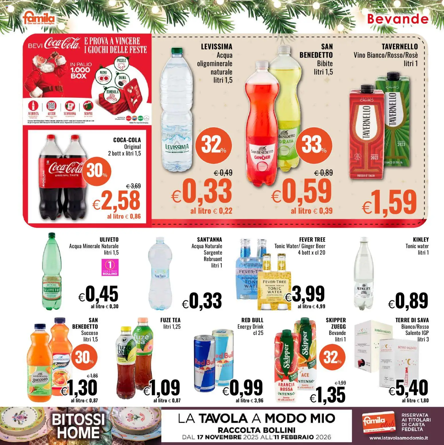 Volantino Famila del 11.12.2025 | Pagina: 26 | Prodotti: Acqua naturale, Arancia, Red Bull, Acqua minerale