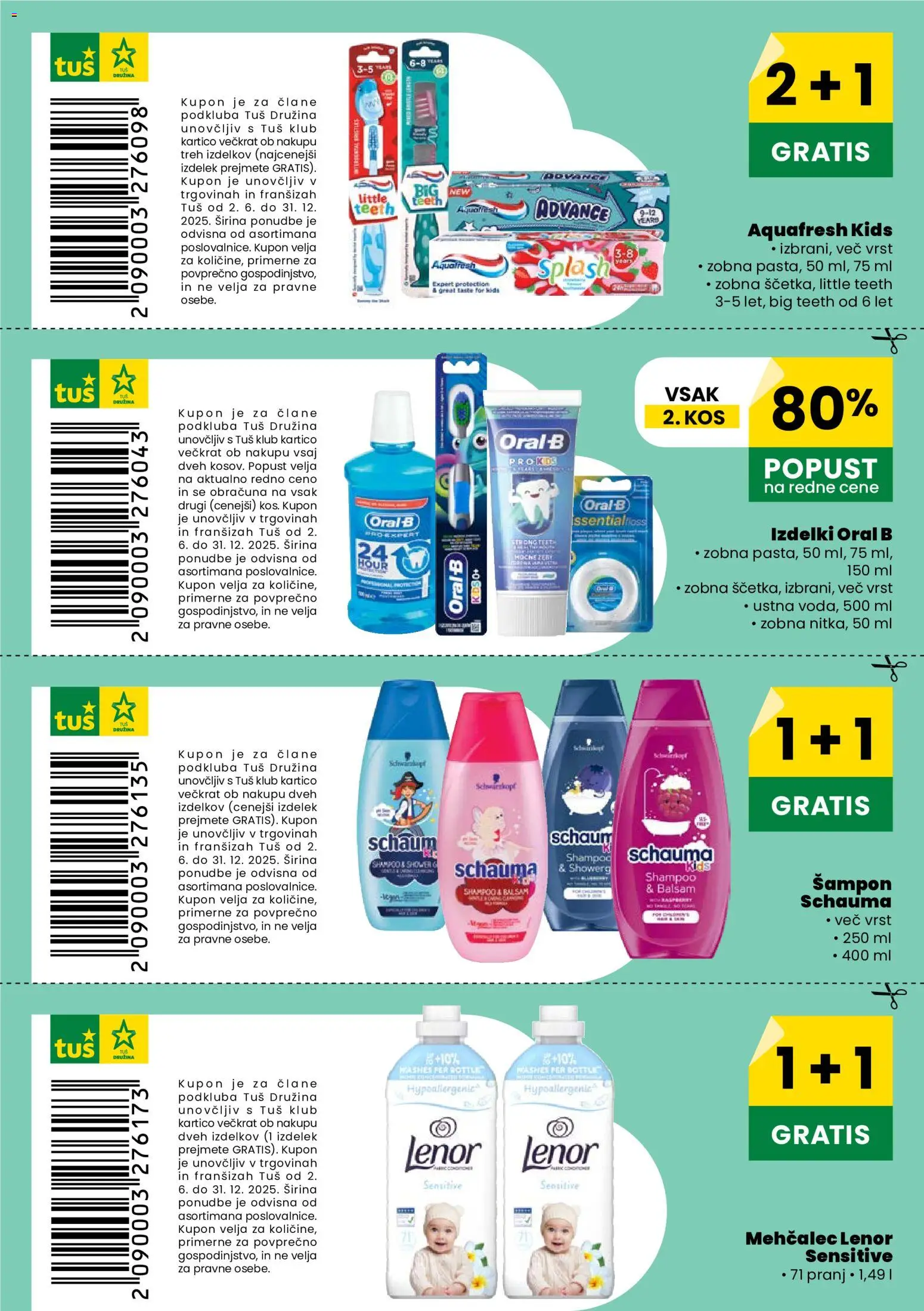 Novi Tuš katalog ponudbe – veljaven od 02.06.2025 | Stran: 5 | Izdelki: Mehčalec, Kos, Sampon