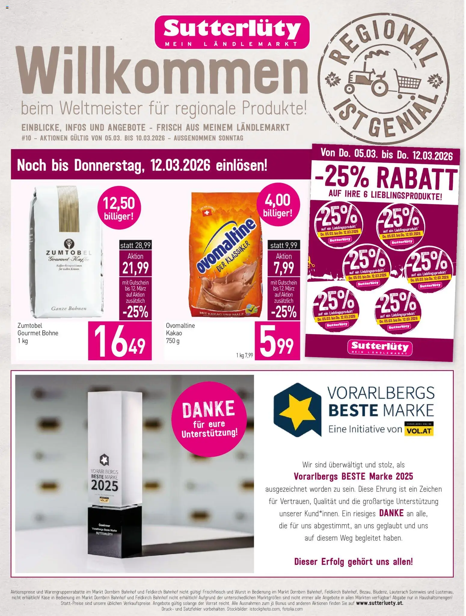 Sutterlüty Flugblatt gültig ab 05.03.2026 | Seite: 1 | Produkte: Wurst, Käse
