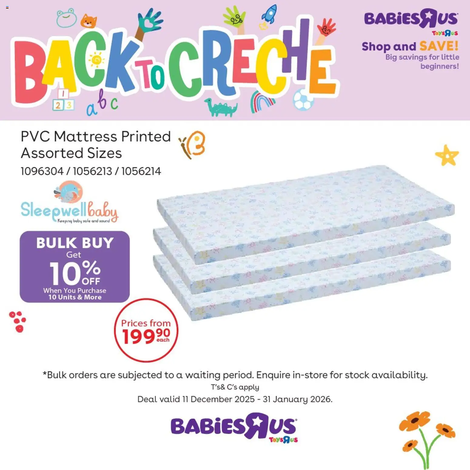 New Babies R Us catalogue – valid from 11.12.2025 | Page: 2 | Products: Mattress, Stock