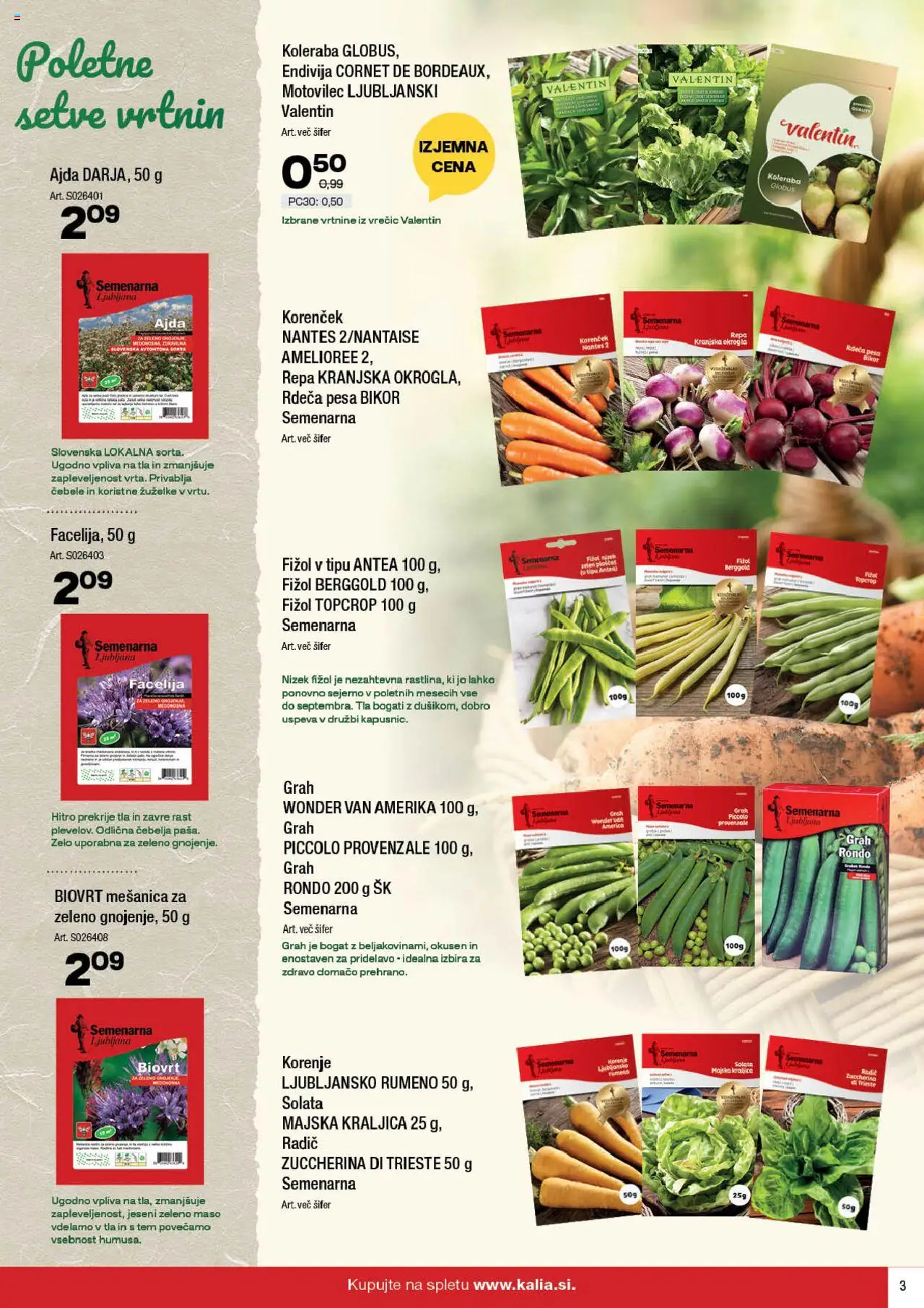 Kalia katalog │ velja od 16.06.2025 | Stran: 3 | Izdelki: Ajda, Korencek, Solata, Grah