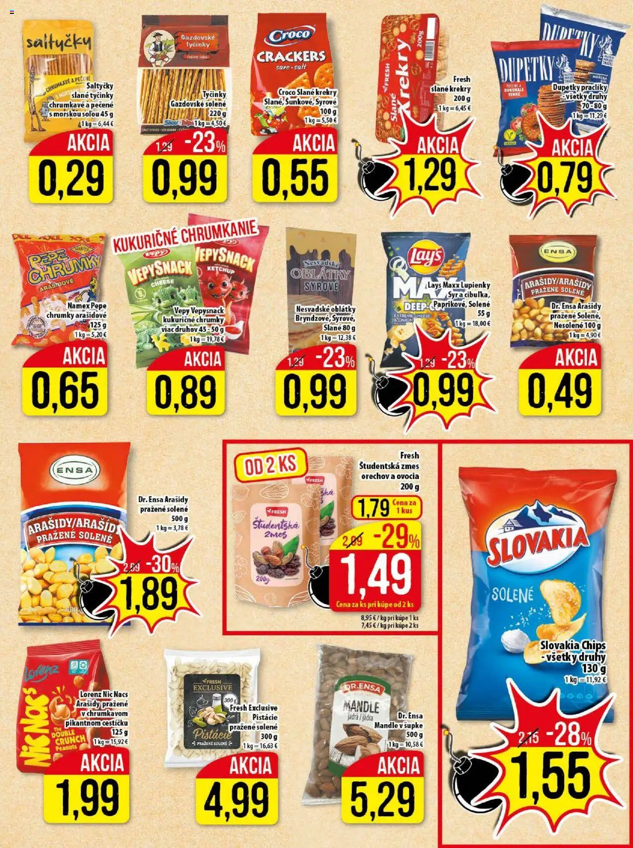 Nové Klas akcie – leták je platný od 08.09.2025 | Strana: 14 | Produkty: Syr, Arašidy, Pistácie, Mandle