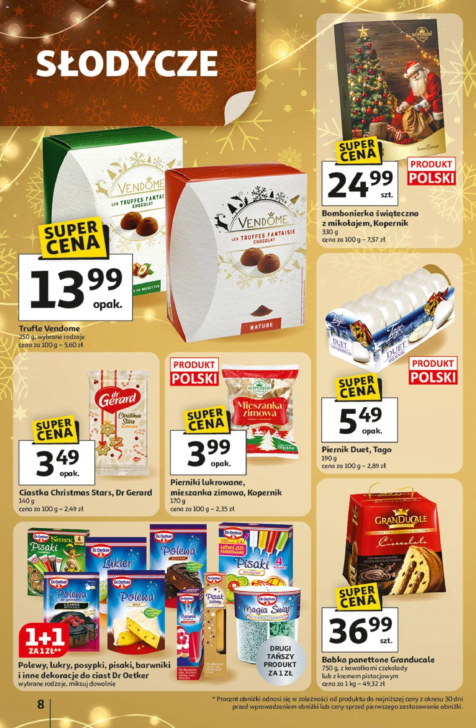 Auchan Gazetka - Święta jak babcię kocham Hipermarket od 11.12.2025 | Strona: 8 | Produkty: Czekolady, Słodycze, Pierniki, Babka
